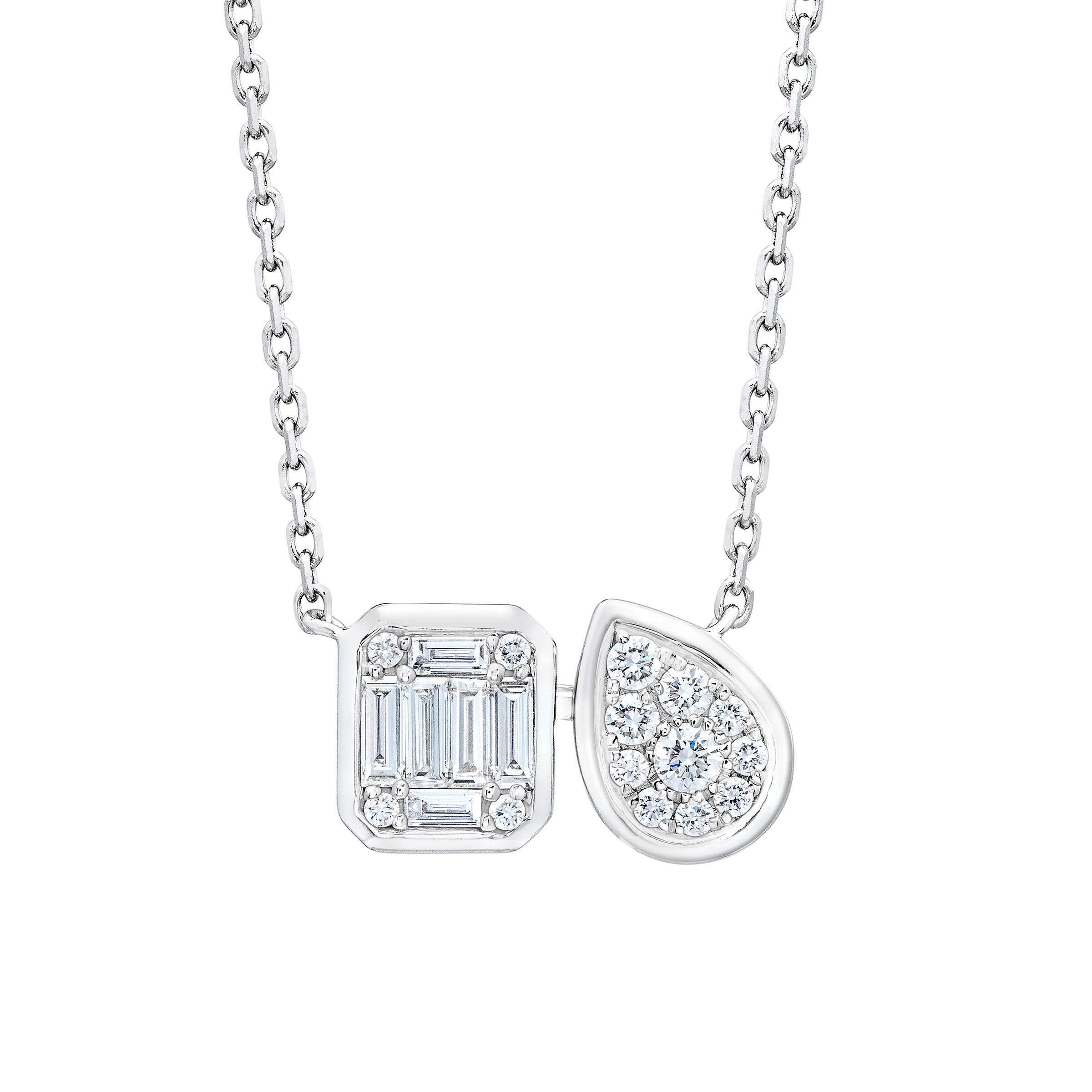 Baguette Cut and Round Brilliant Diamond Necklace (0.39 ctw)