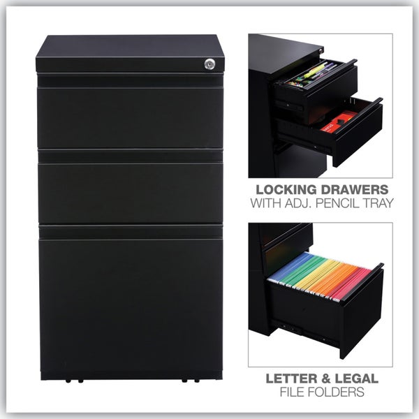 Alera Mobile 3-Drawer Pedestal File Cabinet, 14.96 Alera Mobile 3-Drawer Pedestal File Cabinet, 14.96