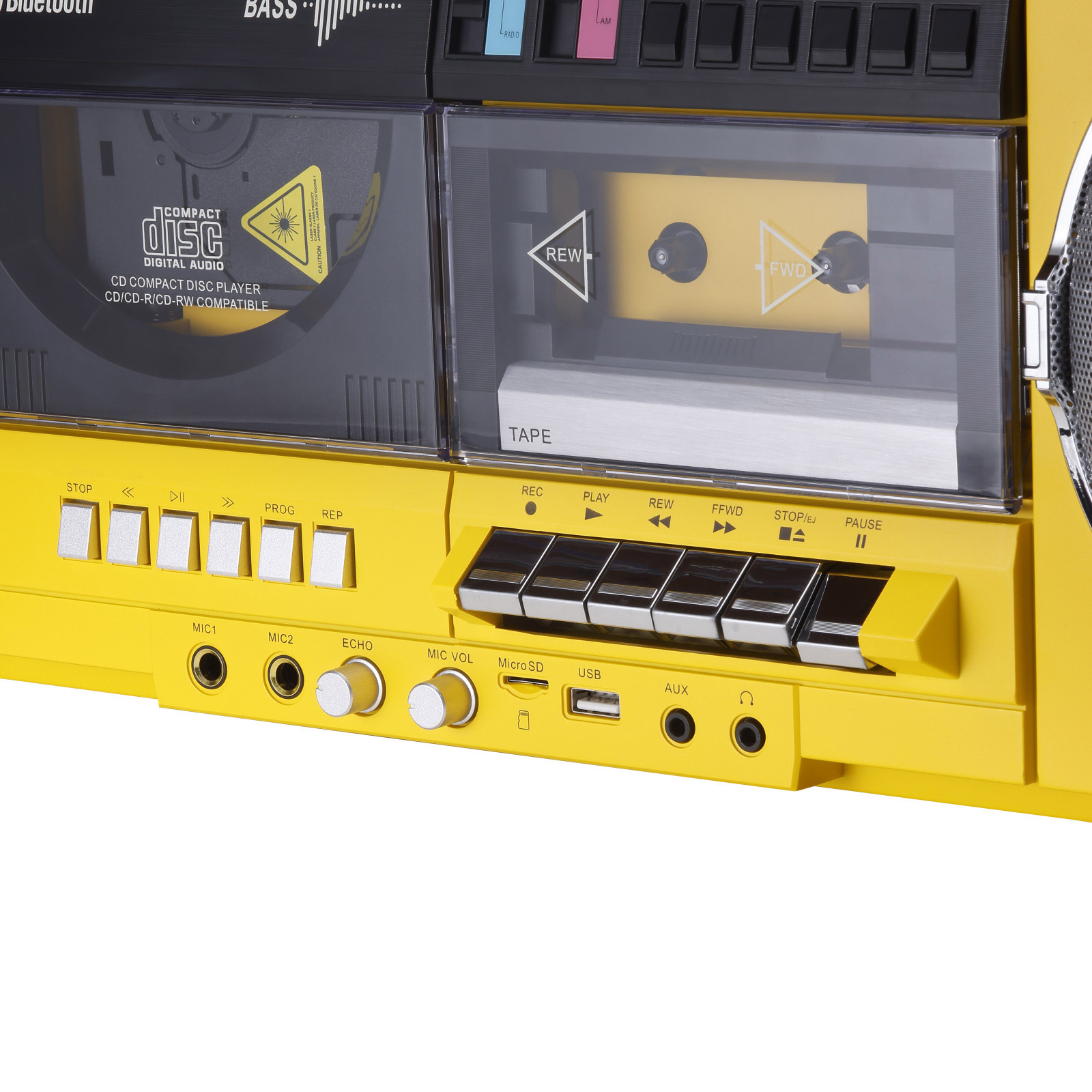 Aiwa Backtrack Retro Boombox with Bluetooth, Yellow | Costco