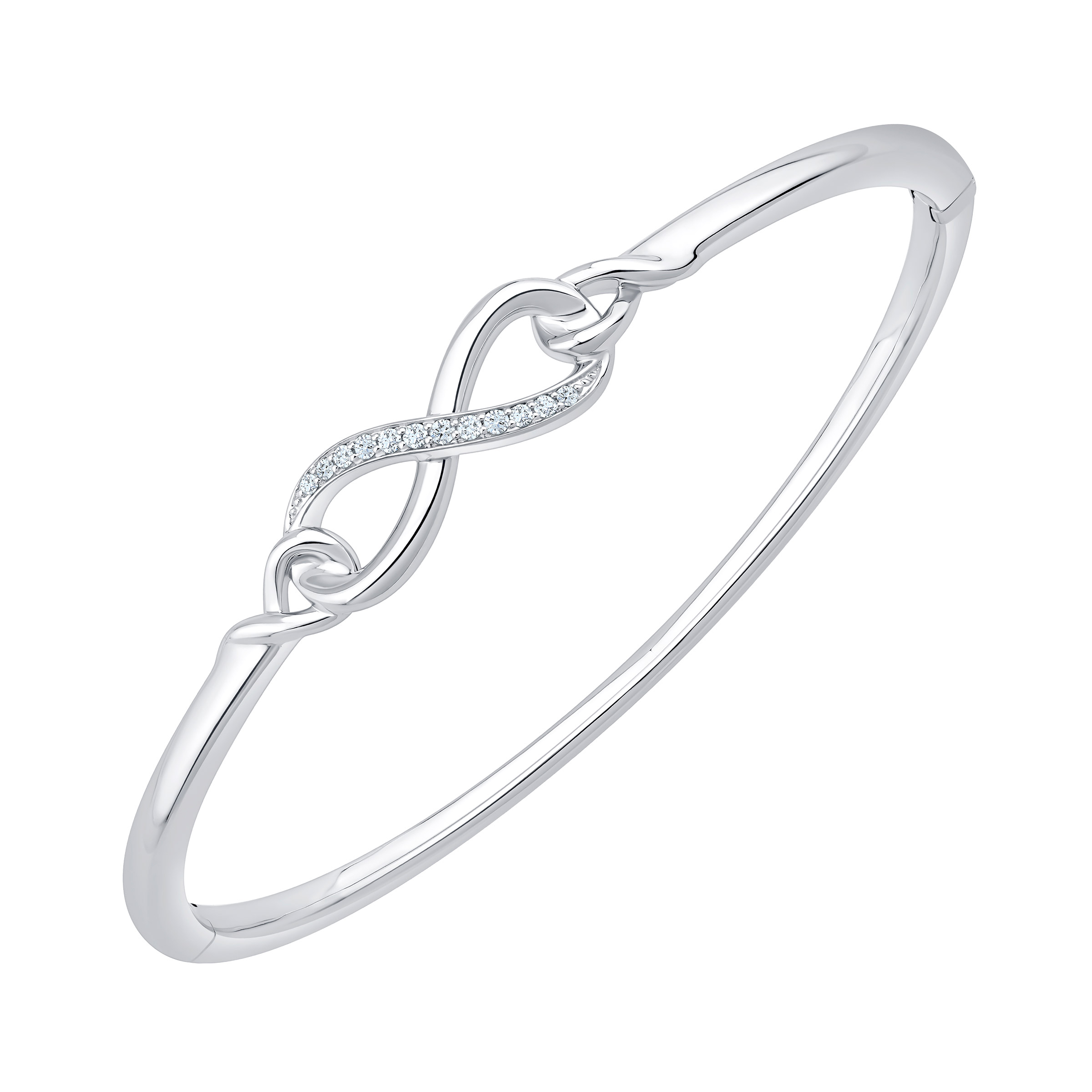 Round Brilliant Diamond Infinity Bangle Bracelet (0.10 ctw)