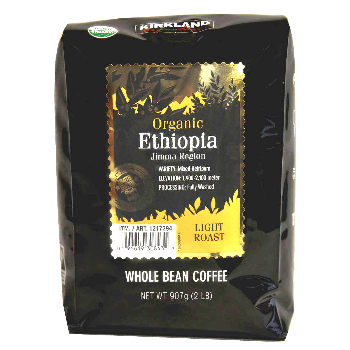 Kirkland Signature Organic Ethiopia Whole Bean Coffee  2 lbs