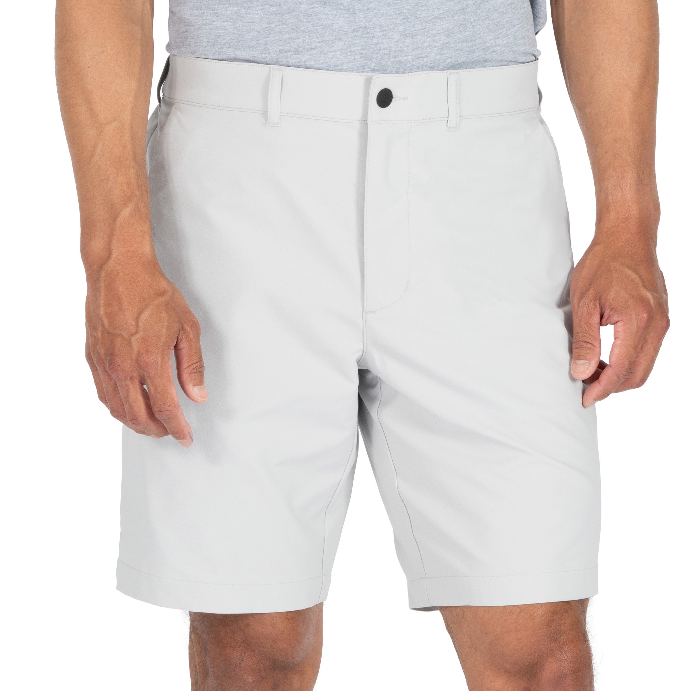 Gerry Men’s Tech Shorts Stretch UPF 30+ Zip Pockets Half Elastic Waist