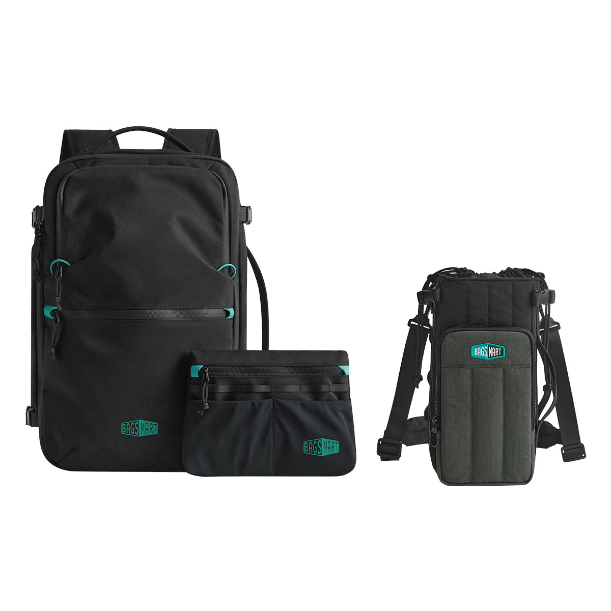 Bagsmart Faro 29L Travel Backpack with Expandable Water Bottle Sling Set