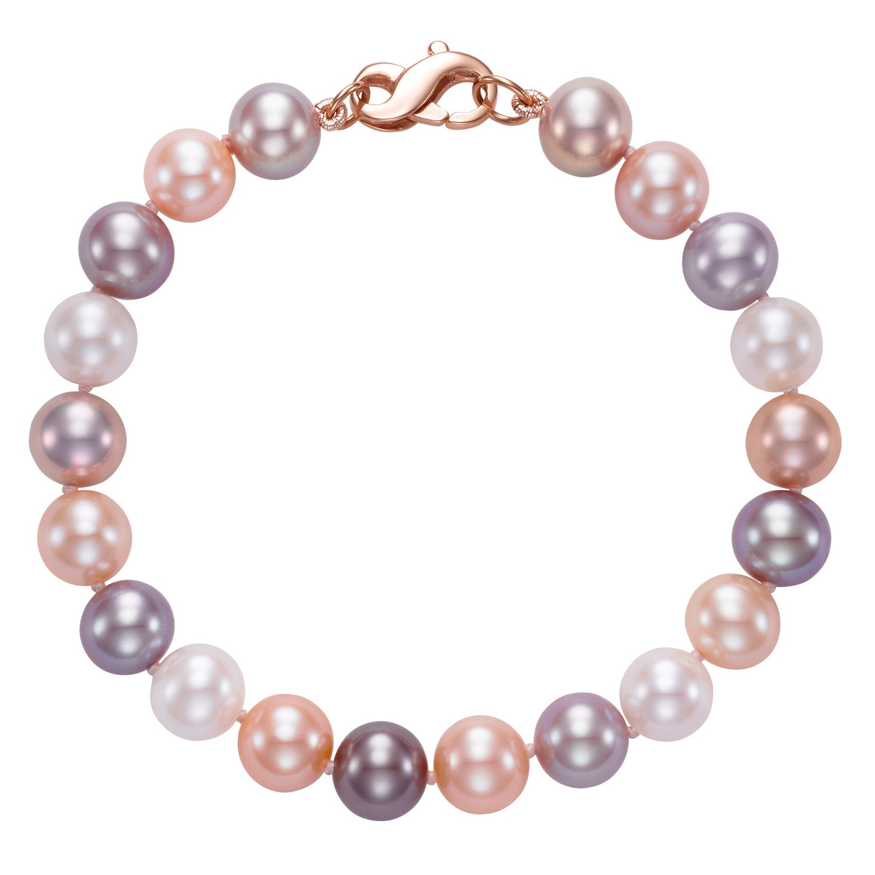 Freshwater Cultured 8-8.5mm Multi-pink Pearl Bracelet With 14kt