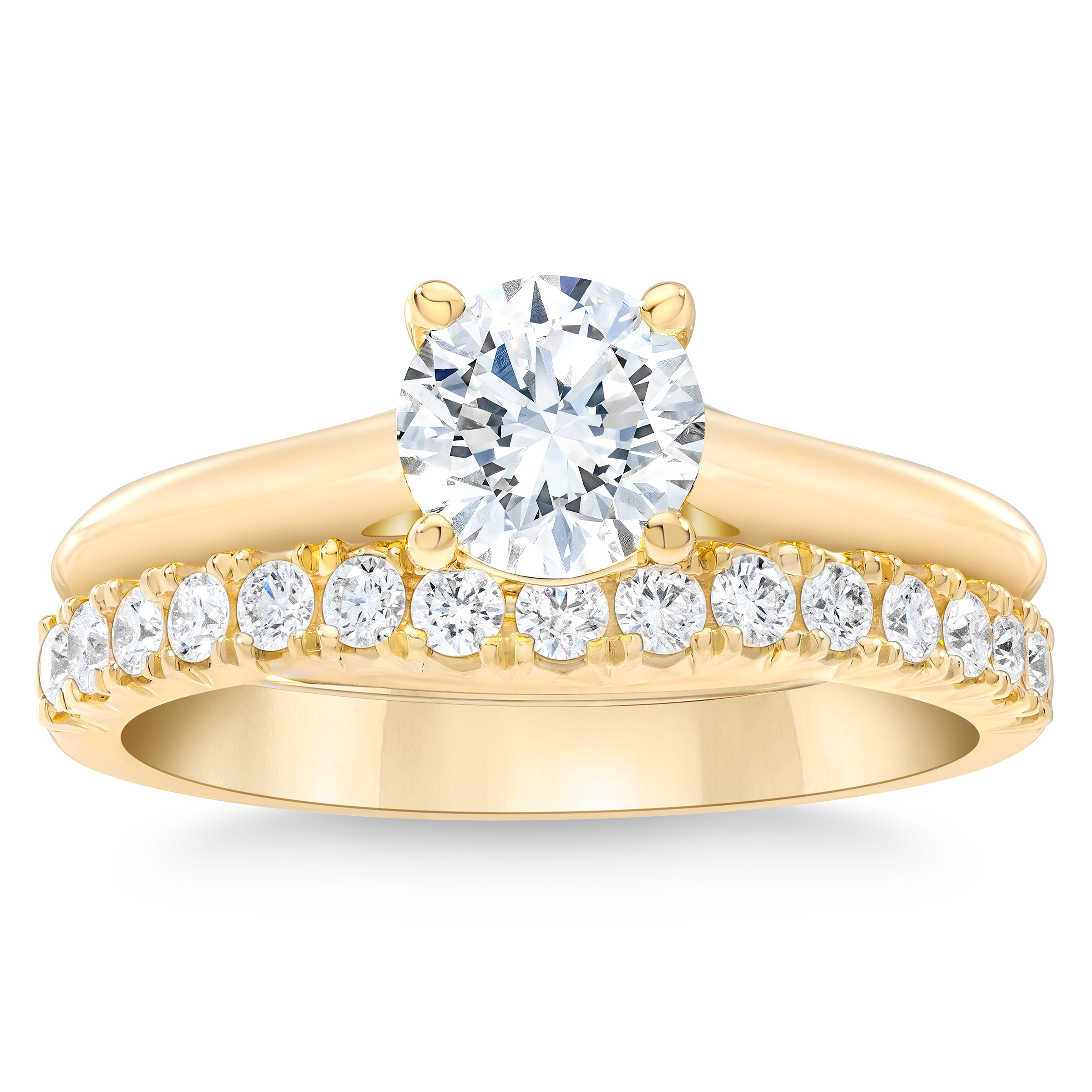 Ensemble nuptial à diamants ronds taille brillant (1,30 ct)