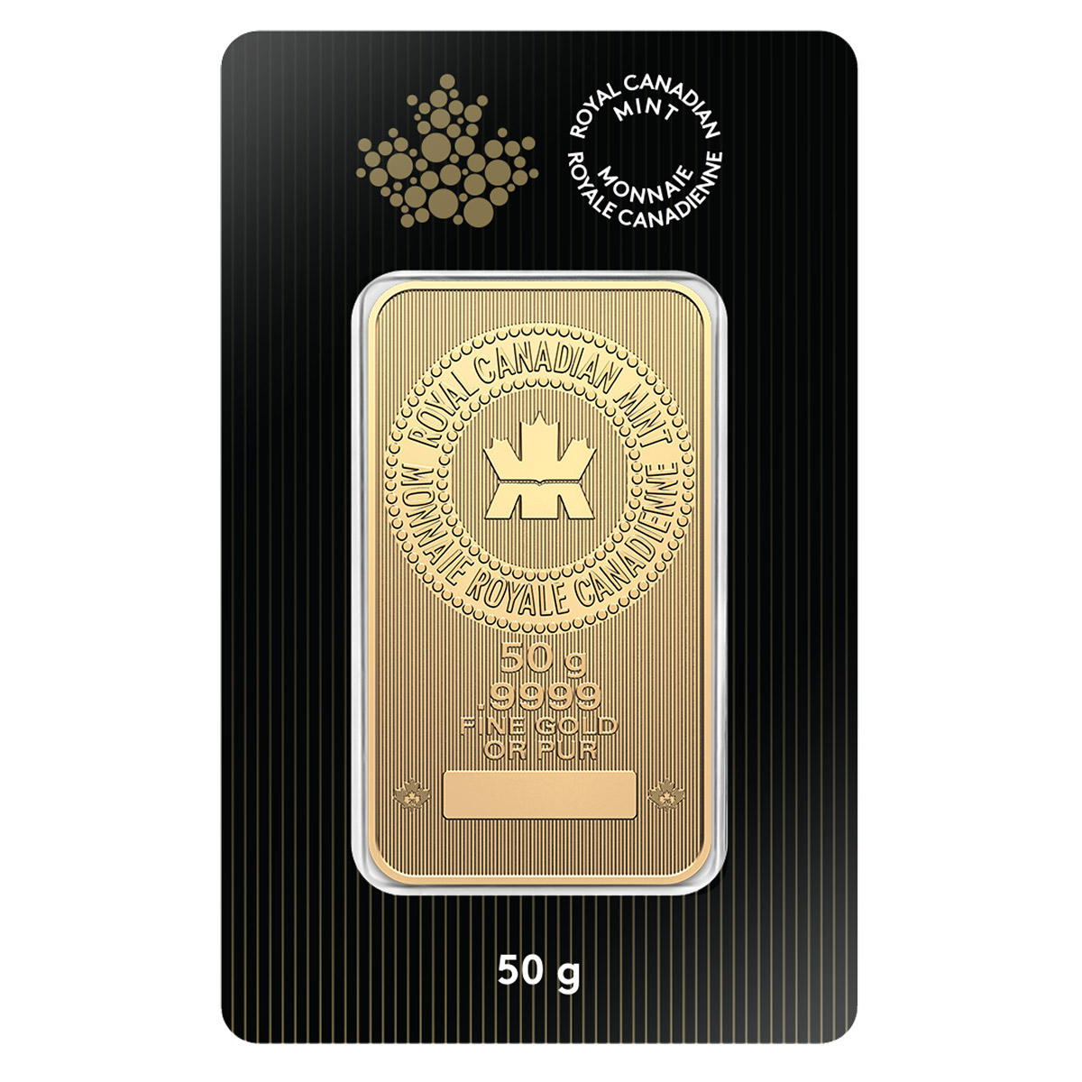 50 Gram Royal Canadian Mint Gold Bar (New in Assay)