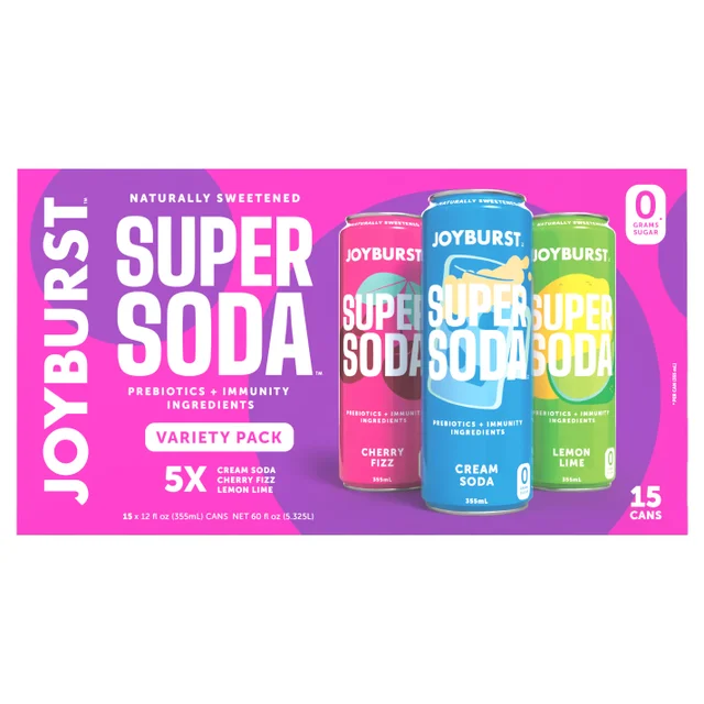JOYBURST SUPER SODA VARIETY 15/12 OZ