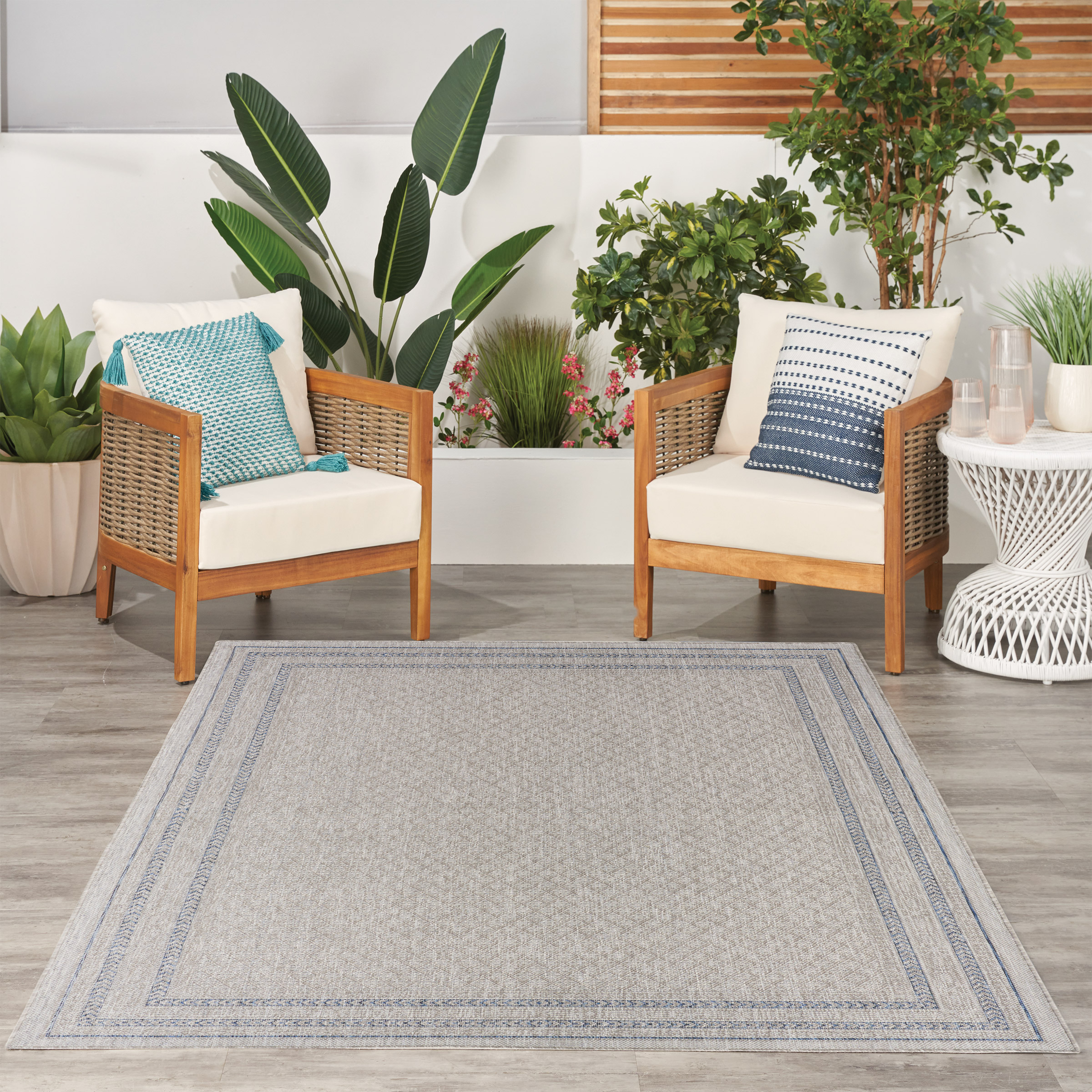 Nourison Garden Spring Indoor/Outdoor Rug Collection  Meadow Gray