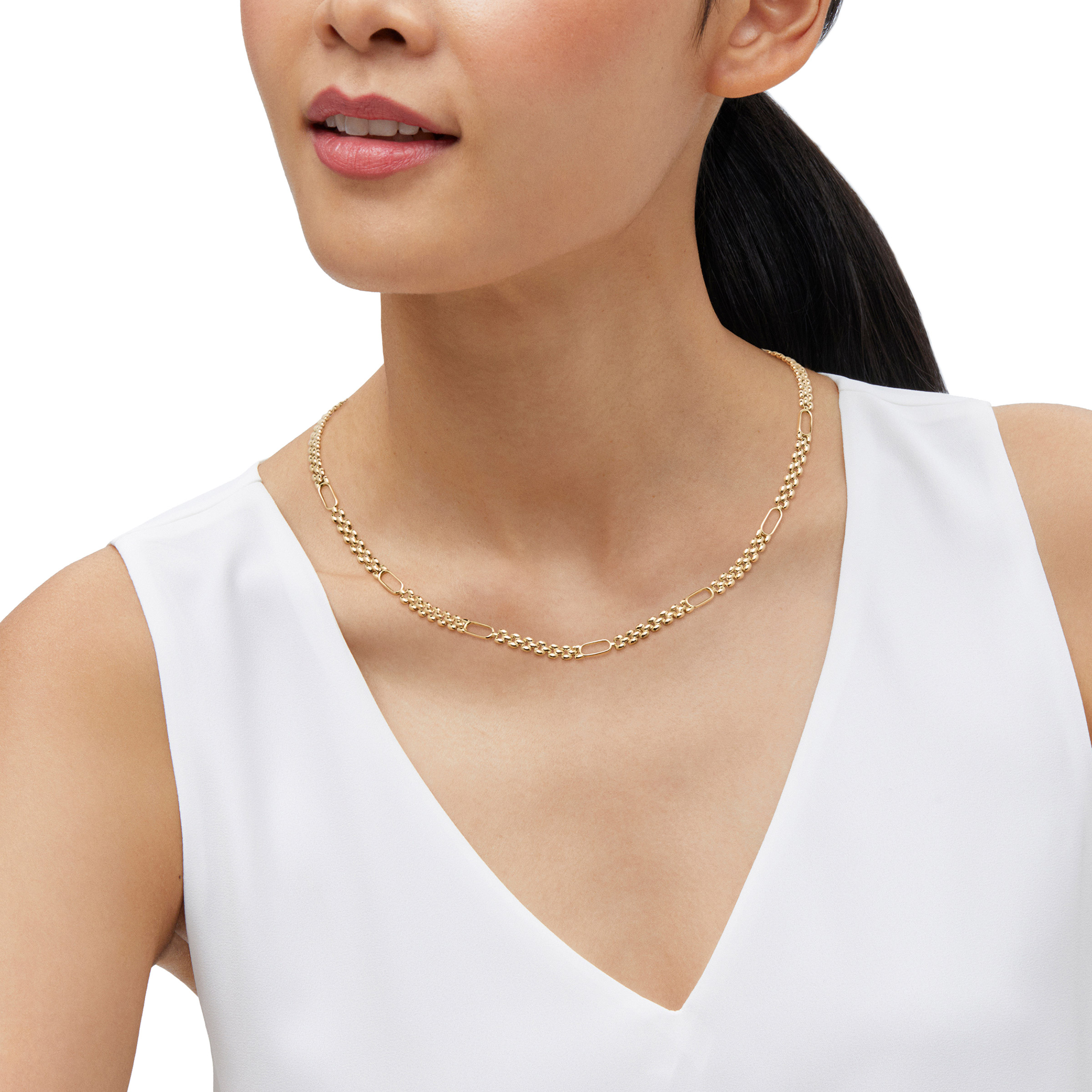 Alternating Panther and Oval Link Necklace in Yellow Gold | Costco