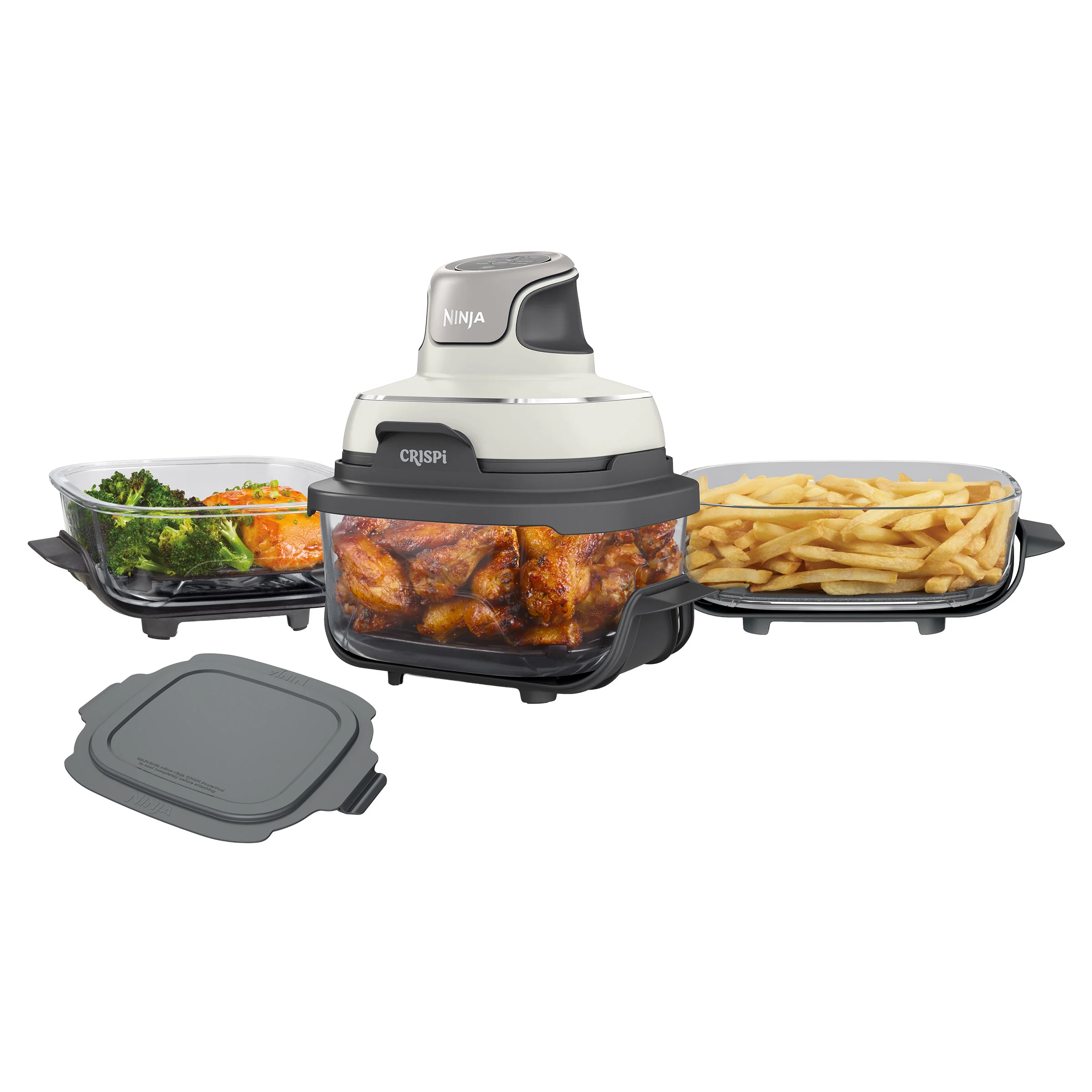 Ninja Crispi 5-in-1 Portable Glass Air Fry Cooking System, 3 Containers & Cover