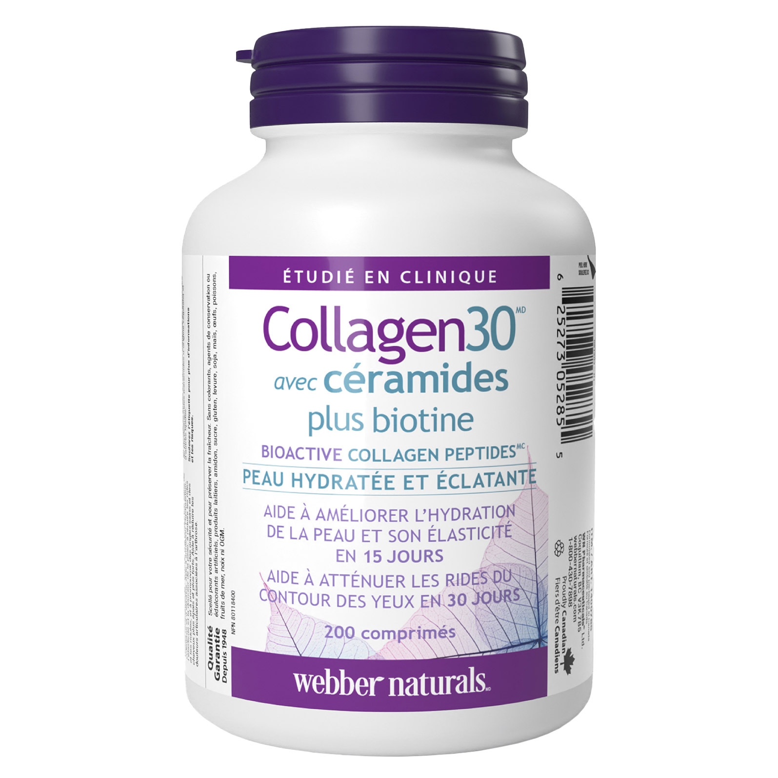 webber naturals - Collagen30 avec céramides plus biotine, 200 comprimés