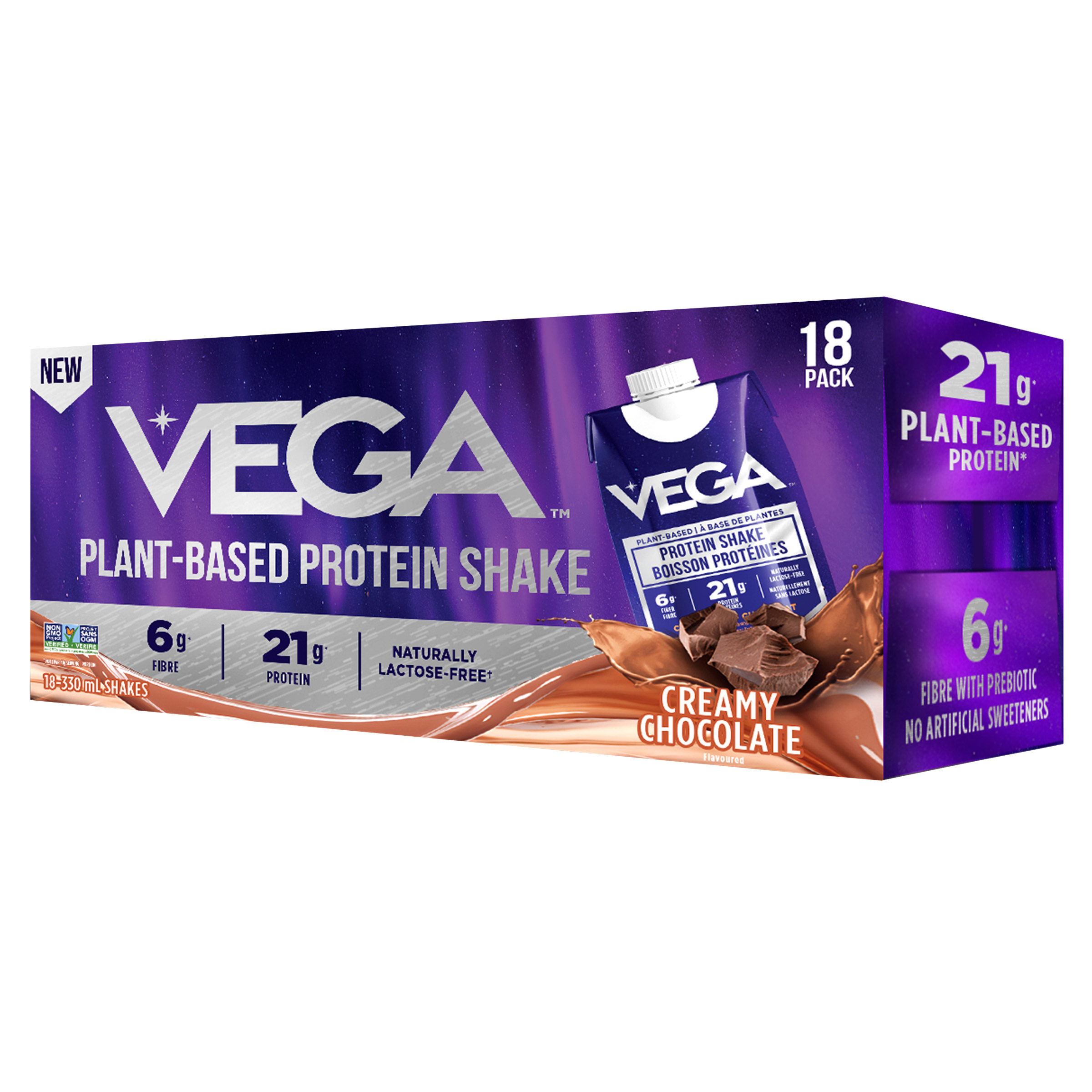 Vega Plant-Based Protein Shake Chocolate, 18 x 330 mL