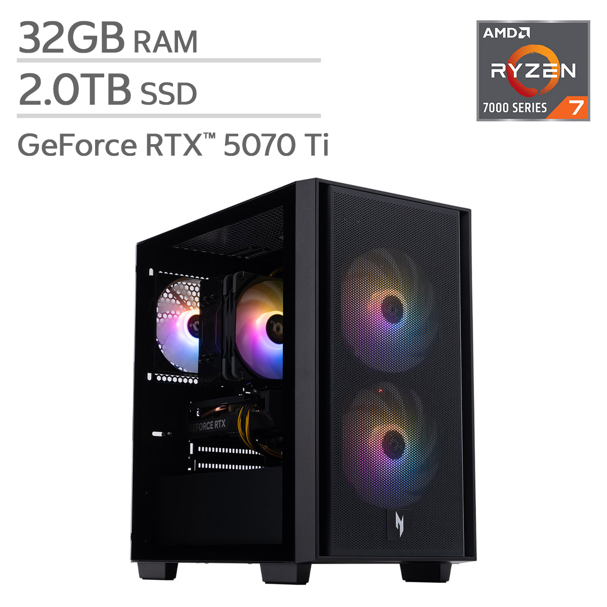 デスクトップパソコン 非LHR RTX3070 × 2, GTX1660super × 2 Acer Nitro 60 Gaming Desktop - AMD Ryzen 7 7700 – NVIDIA GeForce