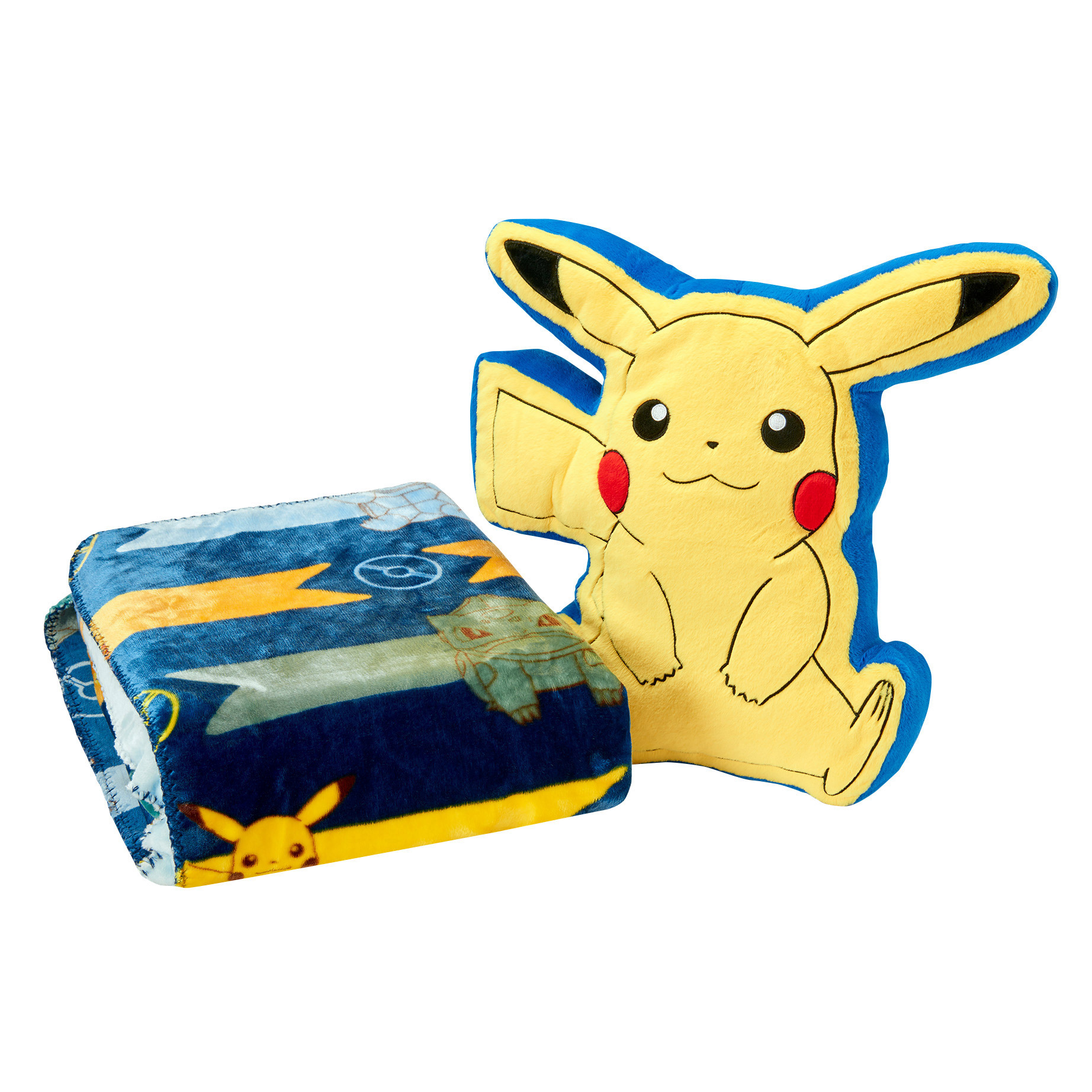 Pikachu Faux Fur Character Pillow & Reversible Throw Set