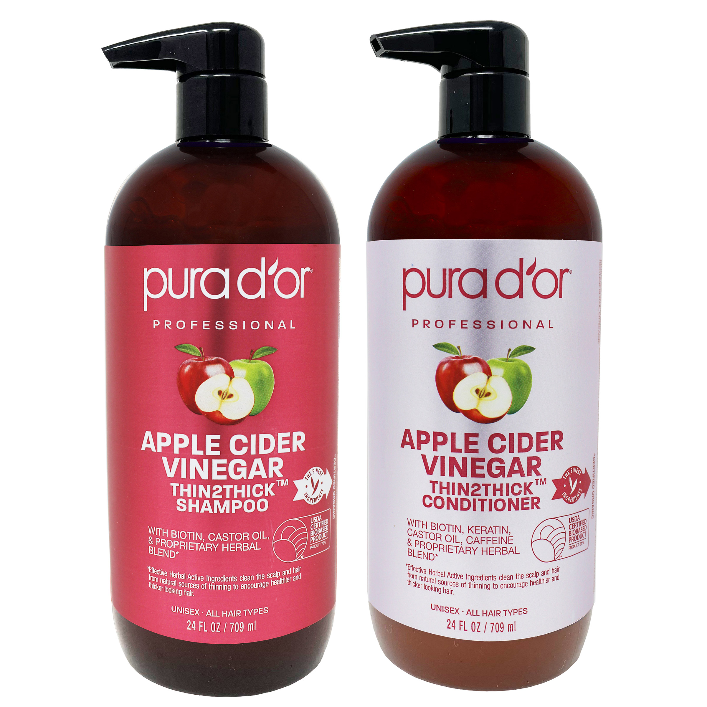 Pura d'or Apple Cider Vinegar Thin2Thick Clarifying and Detoxing Shampoo & Conditioner Duo