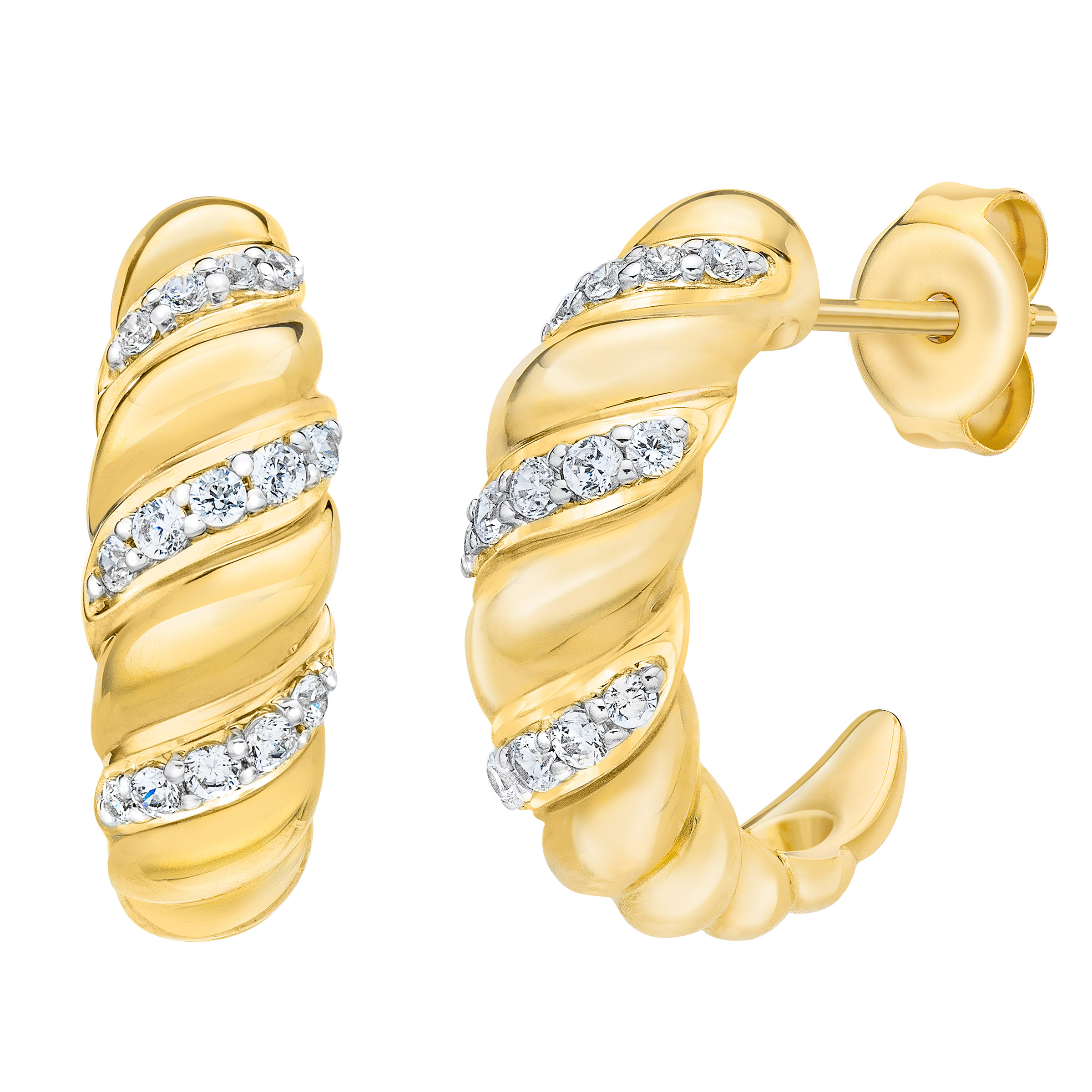 Round Brilliant Diamond Croissant Hoop Earrings (0.25 ctw)