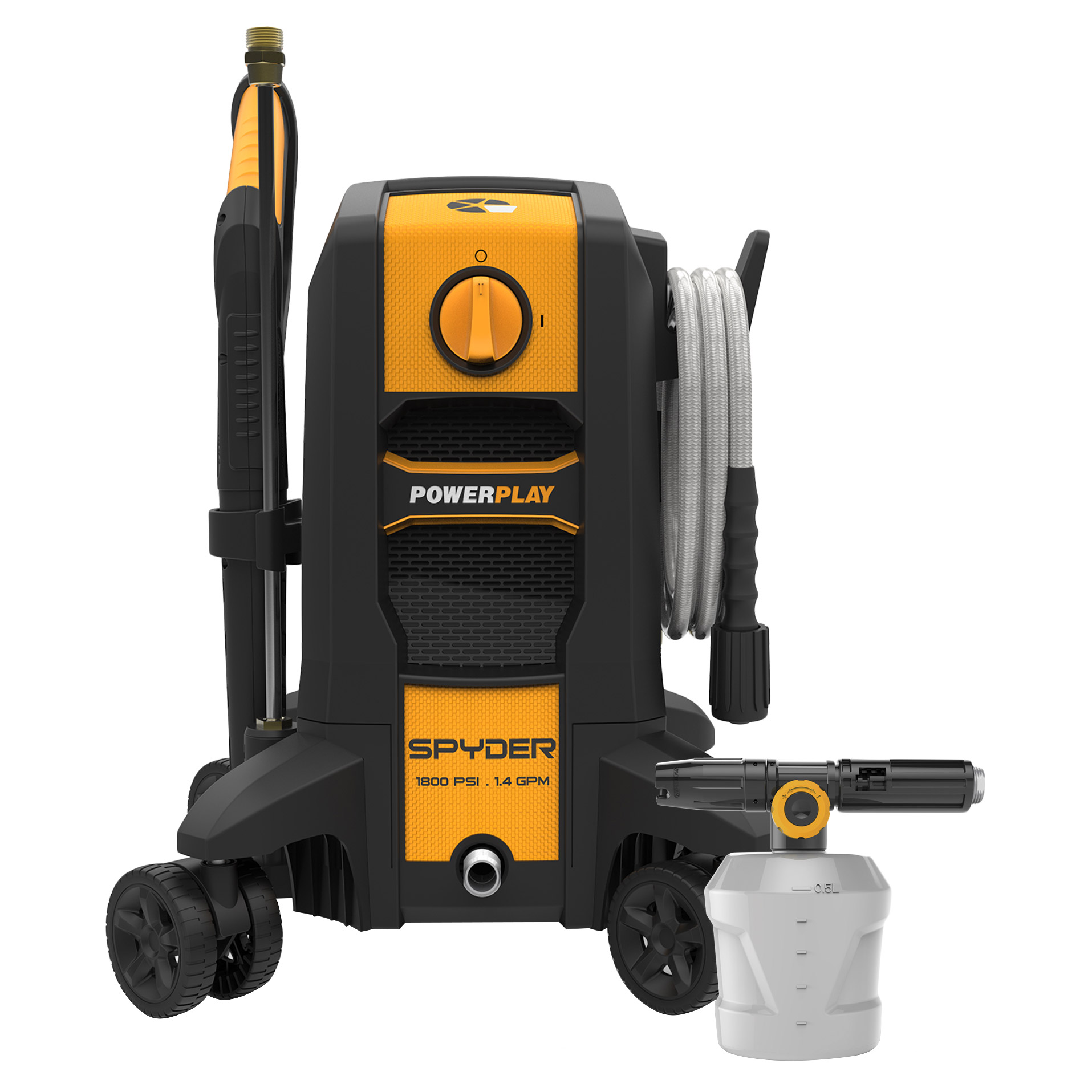 Powerplay Spyder 1800 PSI Electric Pressure Washer with 4-wheel Steering and Foam Cannon