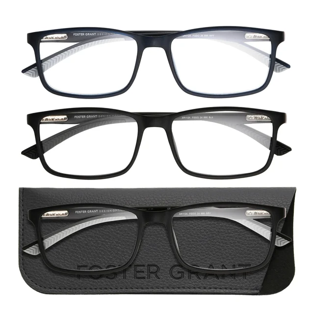 Design Optics by Foster Grant, +1.25, #666 Classic Plastic Rectangle Reading Glasses, 3-pack