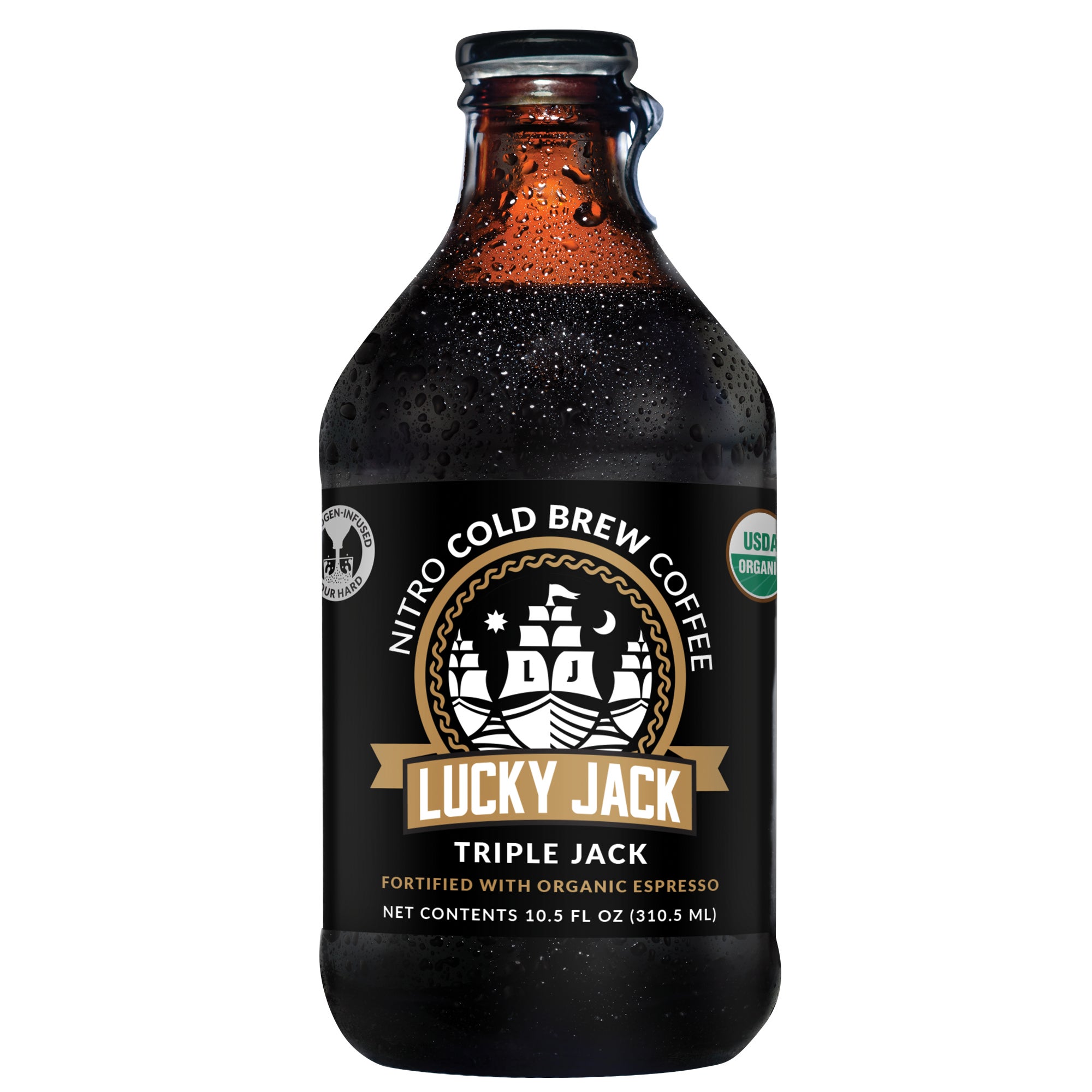 Lucky Jack Organic Nitro Cold Brew Coffee, Triple Jack, 10.5 fl oz