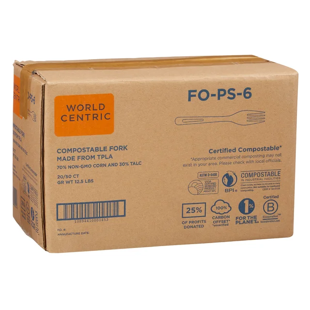 World Centric Compostable Fork, White, 1000-count