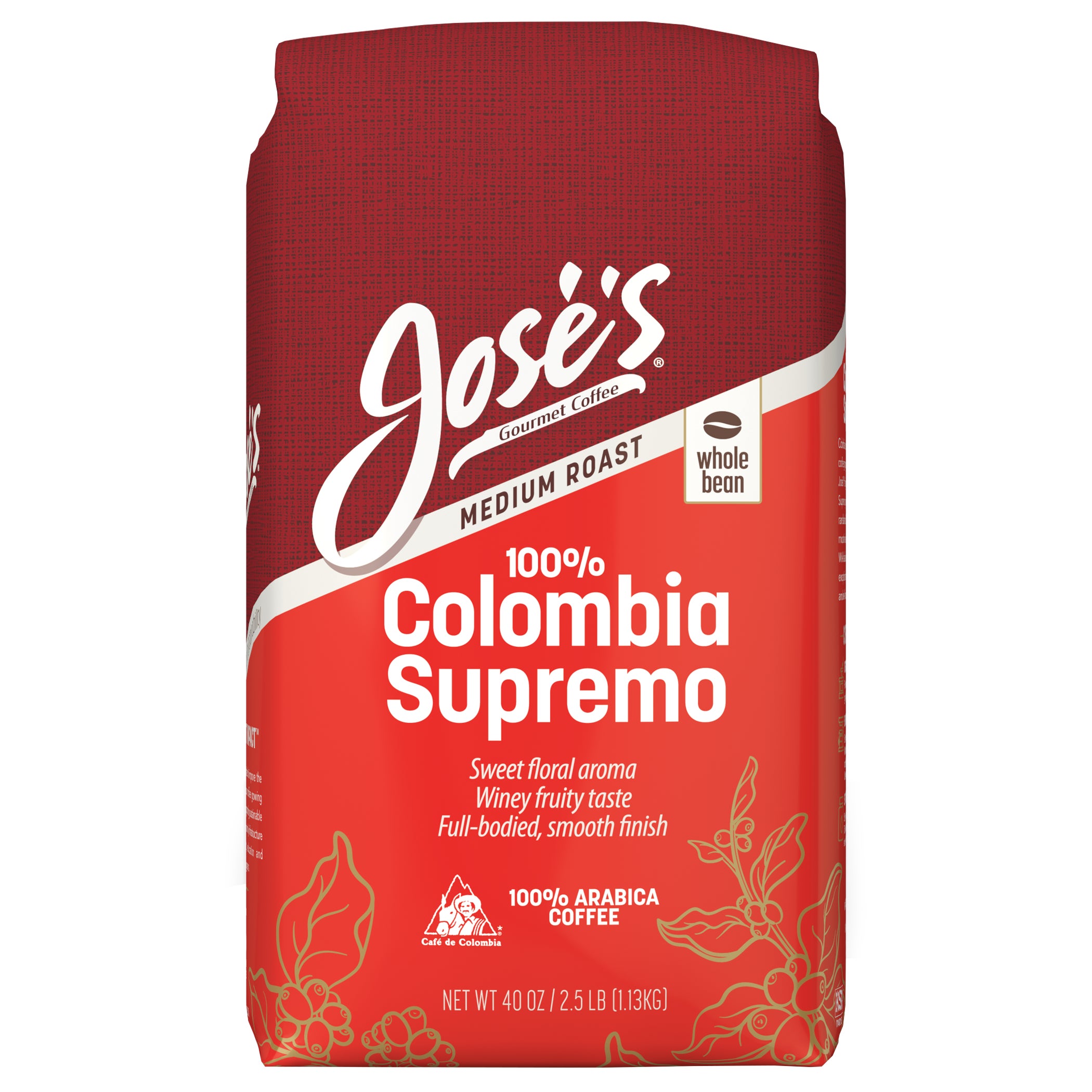 Jose's Gourmet Coffee, Colombia Supremo, Medium Roast, 2.5 lbs