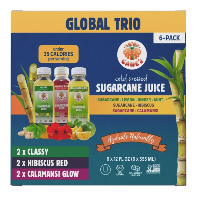 CANE'D SUGARCANE JUICE 6 COUNT 12 OUNCE EACH