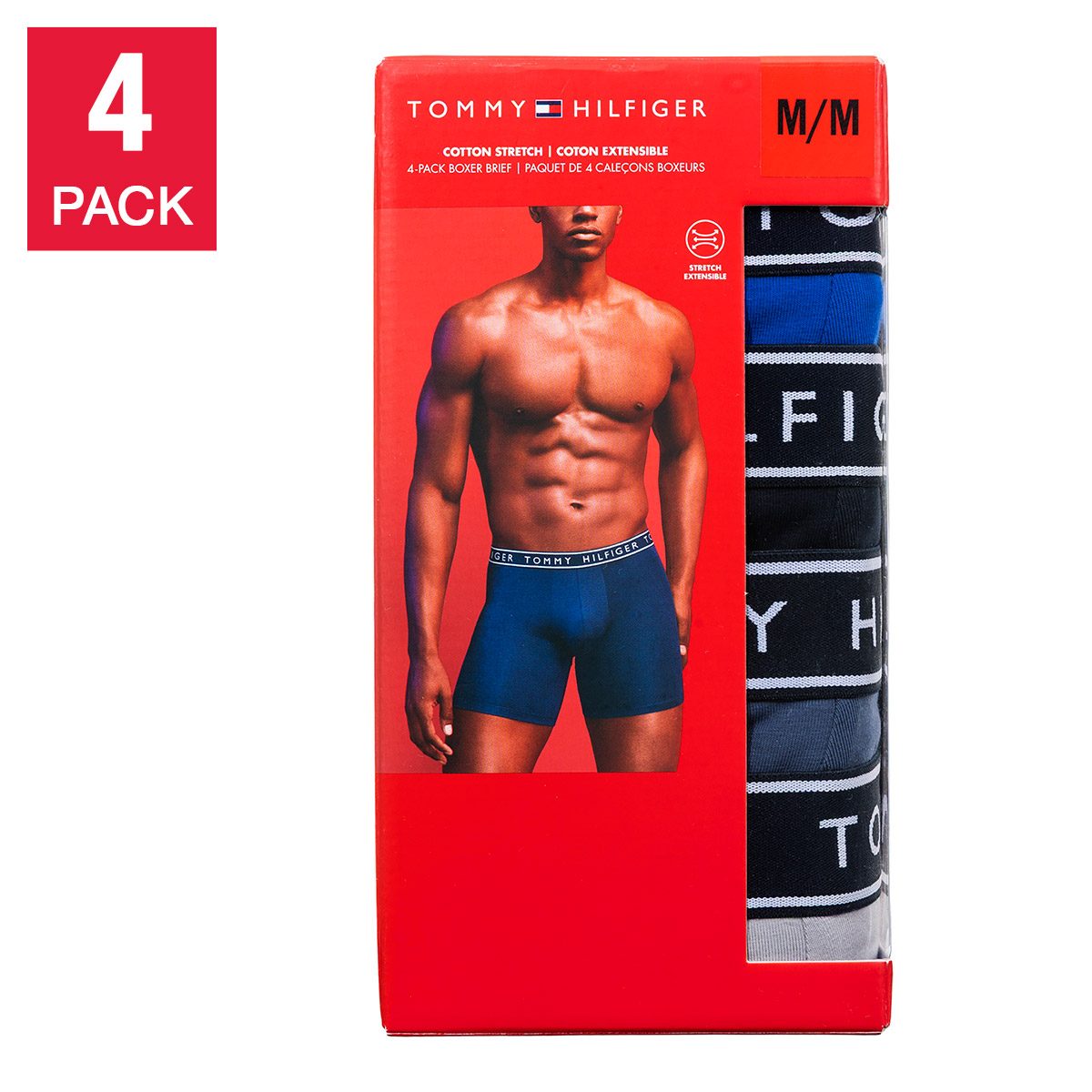 Tommy Hilfiger Men’s Cotton Stretch Boxer Brief, 4-pack 