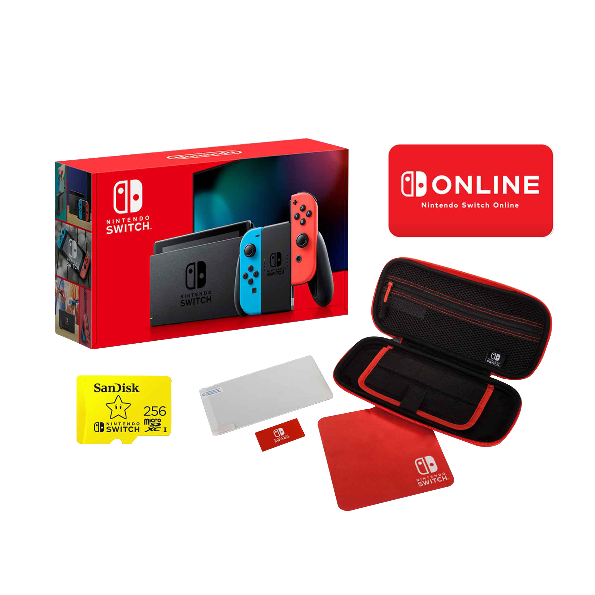 Nintendo Switch セット Nintendo Switch Red/Blue, 12 month Family Pass and Protection Kit