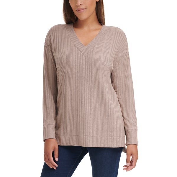 Andrew Marc Ladies' Ribbed V-Neck Top | Costco Andrew Marc Ladies' Ribbed V-Neck Top | Costco