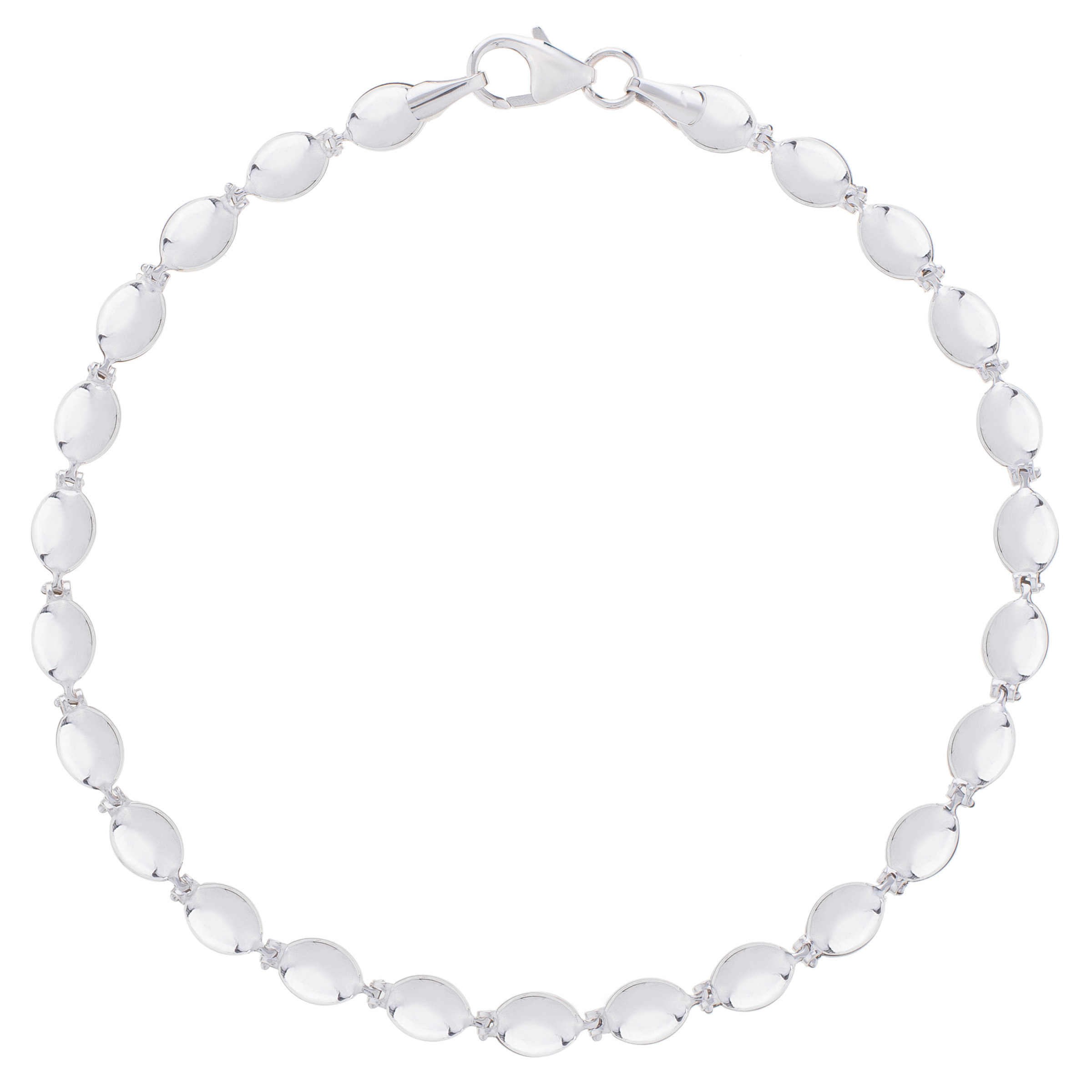 High Polish Pebble Link Bracelet in White Gold