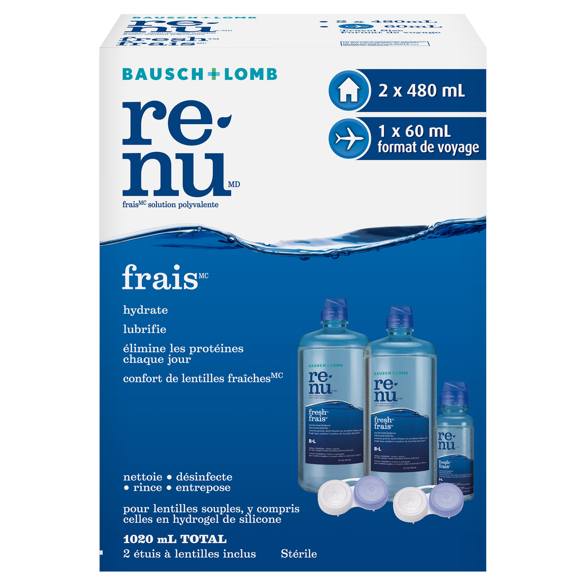Renu Frais solution polyvalente 2 x 480 ml + 60 ml