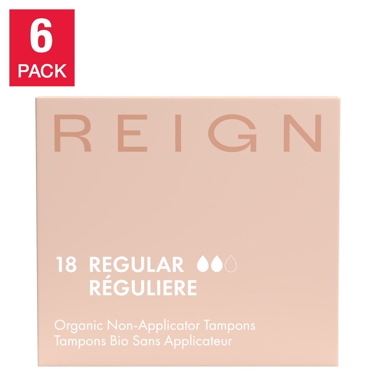 Reign Wellness Organic Non-Applicator Tampons, 6-pack