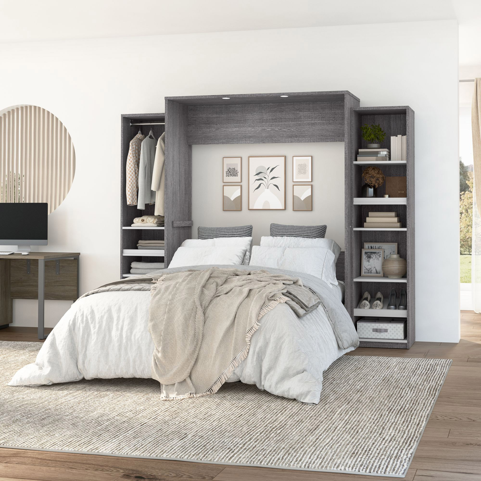 Bestar Cielo 3-piece Queen Wall Bed with 2 Closet Organizers 49.5 cm (19.5 in.)