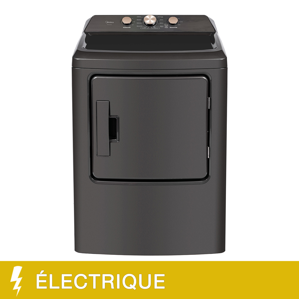 Midea - Sécheuse électrique gris métallisé de 7 pi³ avec garniture en bronze