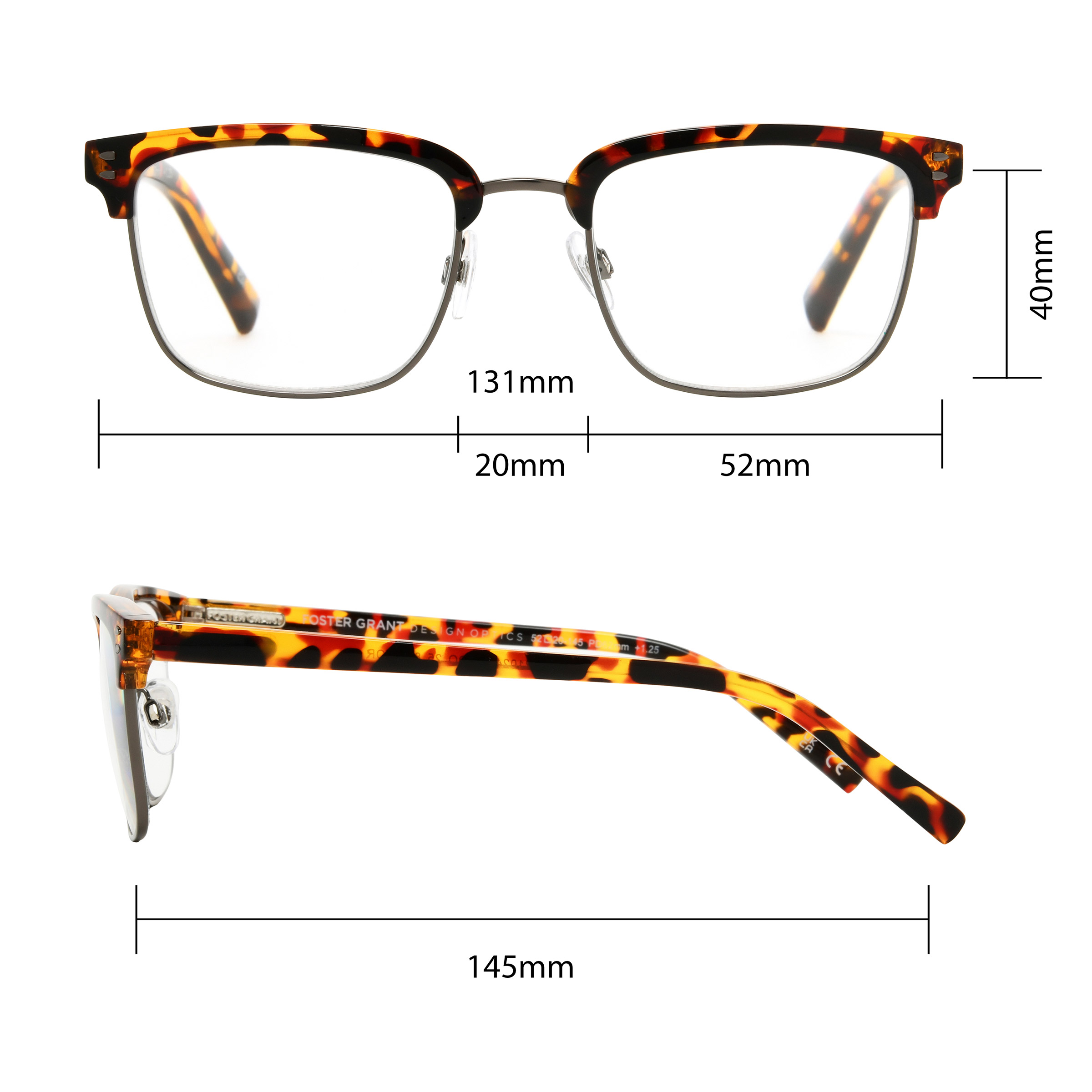 Design Optics by Foster Grant #814 Modern Club Reading Glasses,