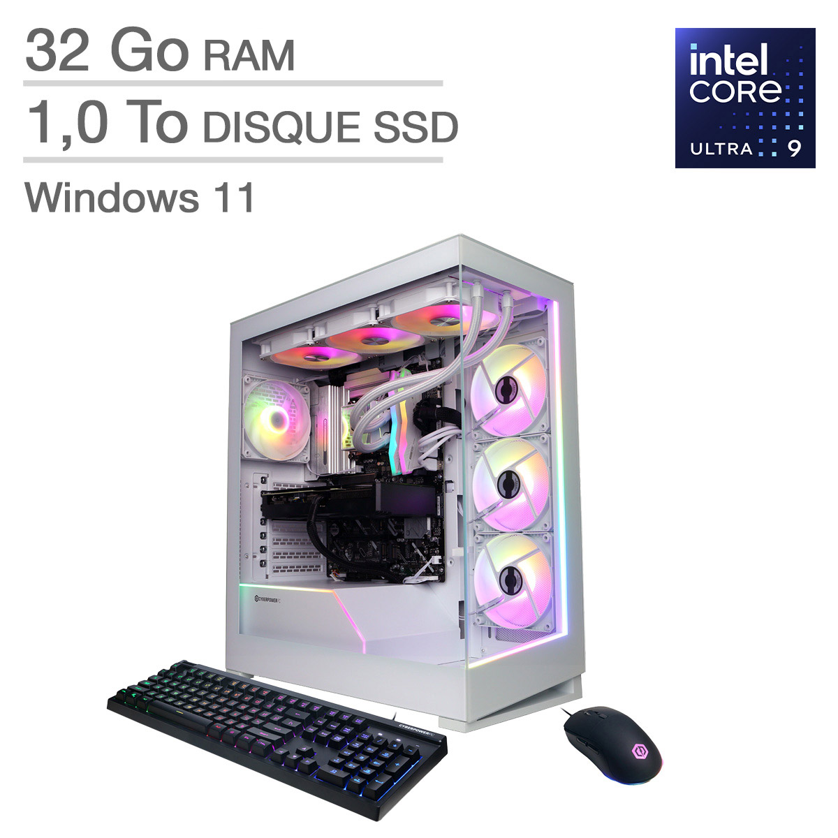 CyberPowerPC Gamer Supreme - Ordinateur de bureau de jeux, Intel Core Ultra 9 285K - 32 Go RAM, 1 To SSD, NVIDIA GeForce RTX 5070 de 12 Go