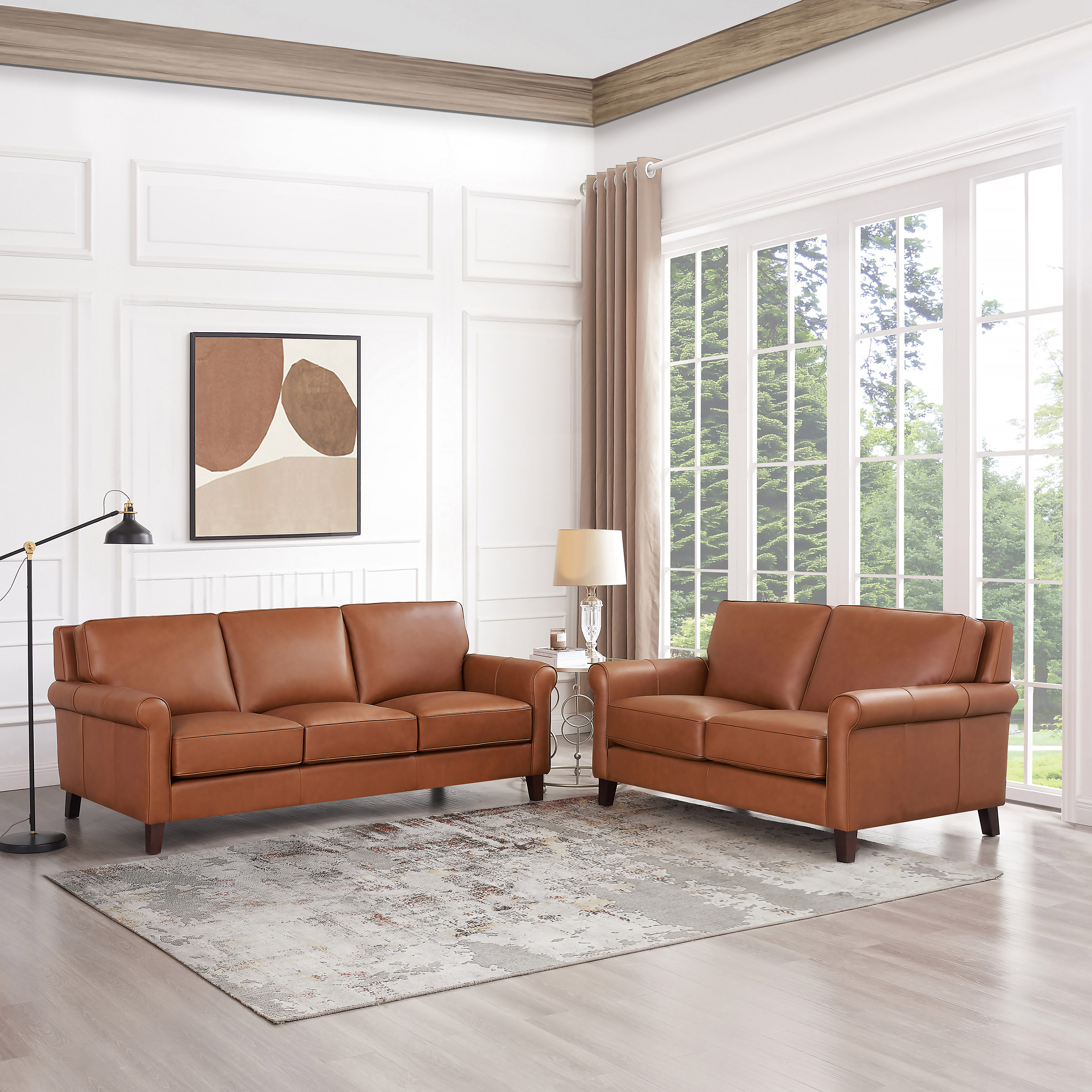 Prospera Home Larsen Top-grain Leather Sofa and Loveseat