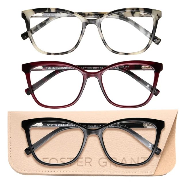 Design Optics by Foster Grant, +1.25, #811 Fashion Cateye Reading Glasses, 3-pack