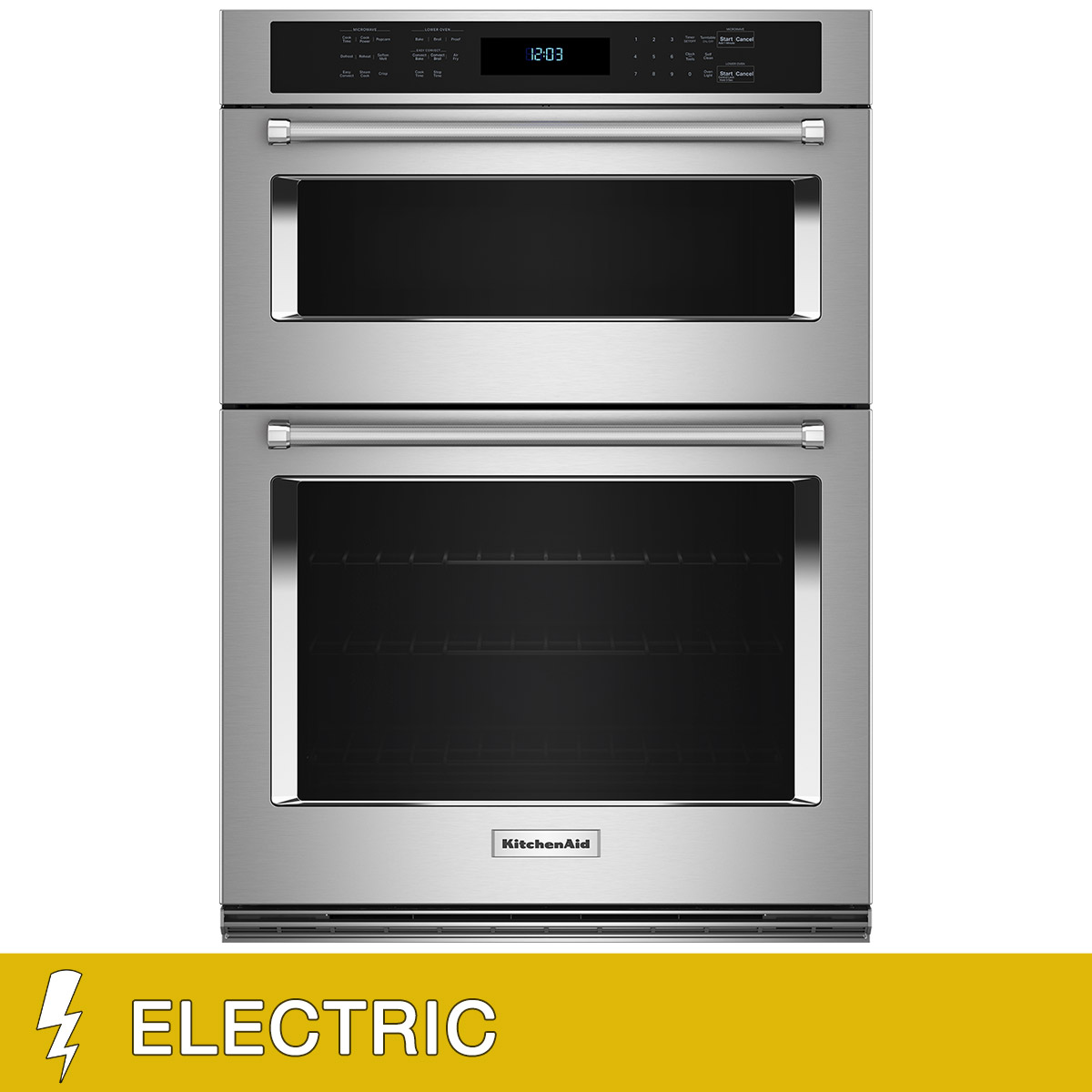 KitchenAid 1.4 cu. ft. Upper and 5.0 cu. ft. Lower Capacity Combination Microwave Wall Oven with Air Fry Mode
