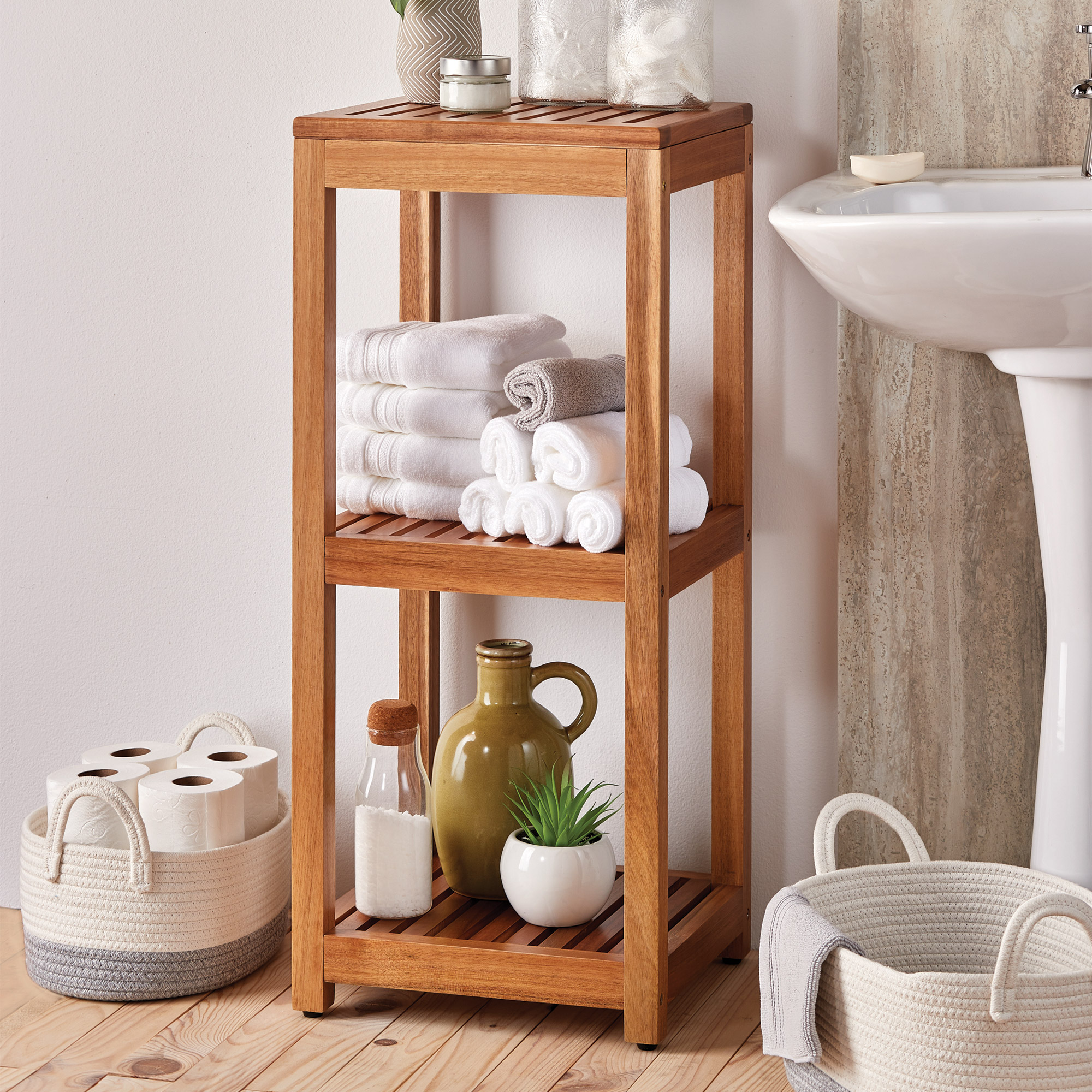 Mesa 3-Tier Acacia Storage Shelf | Costco