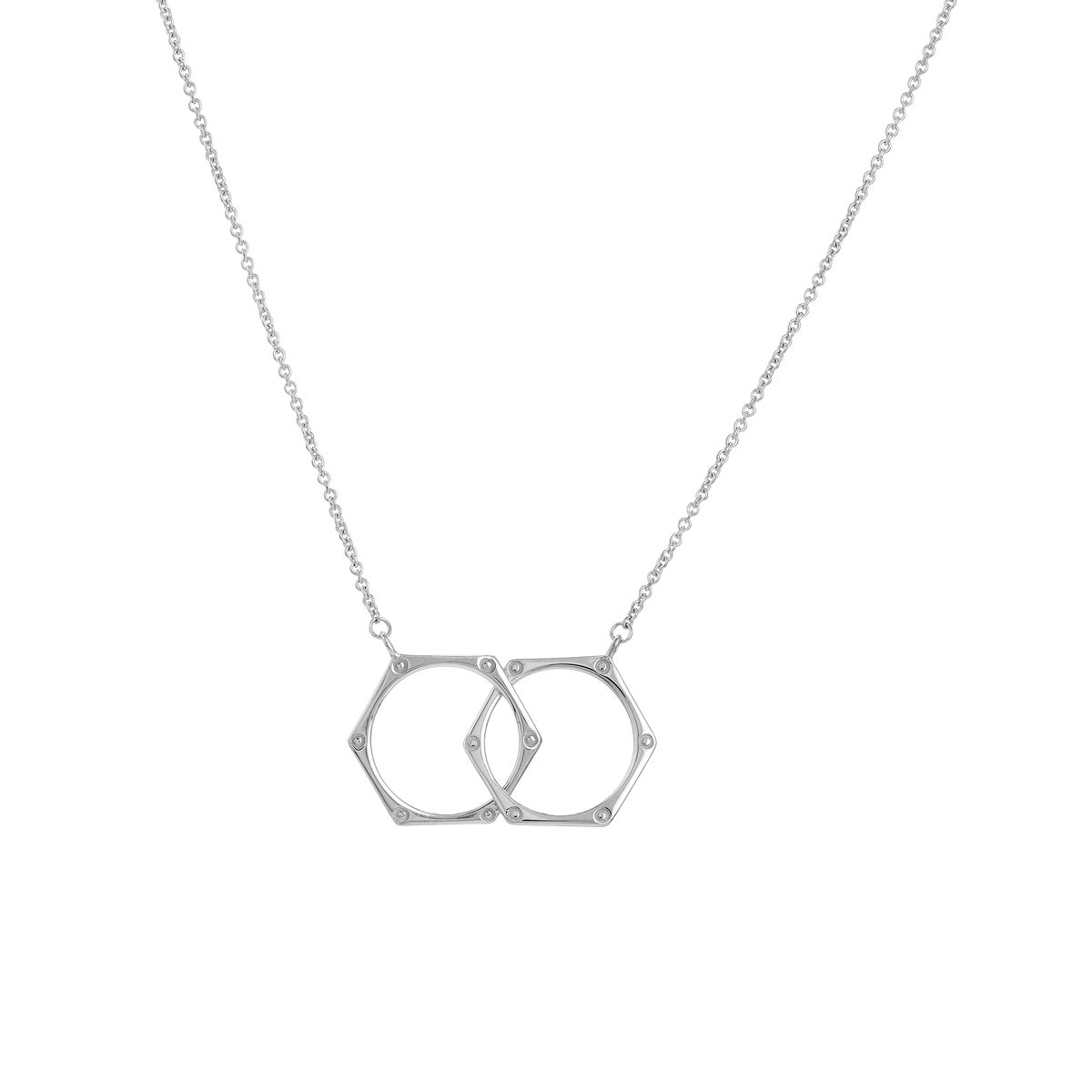 Intertwined Hexagon Shape Rings Necklace in White Gold | Costco Intertwined Hexagon Shape Rings Necklace in White Gold | Costco
