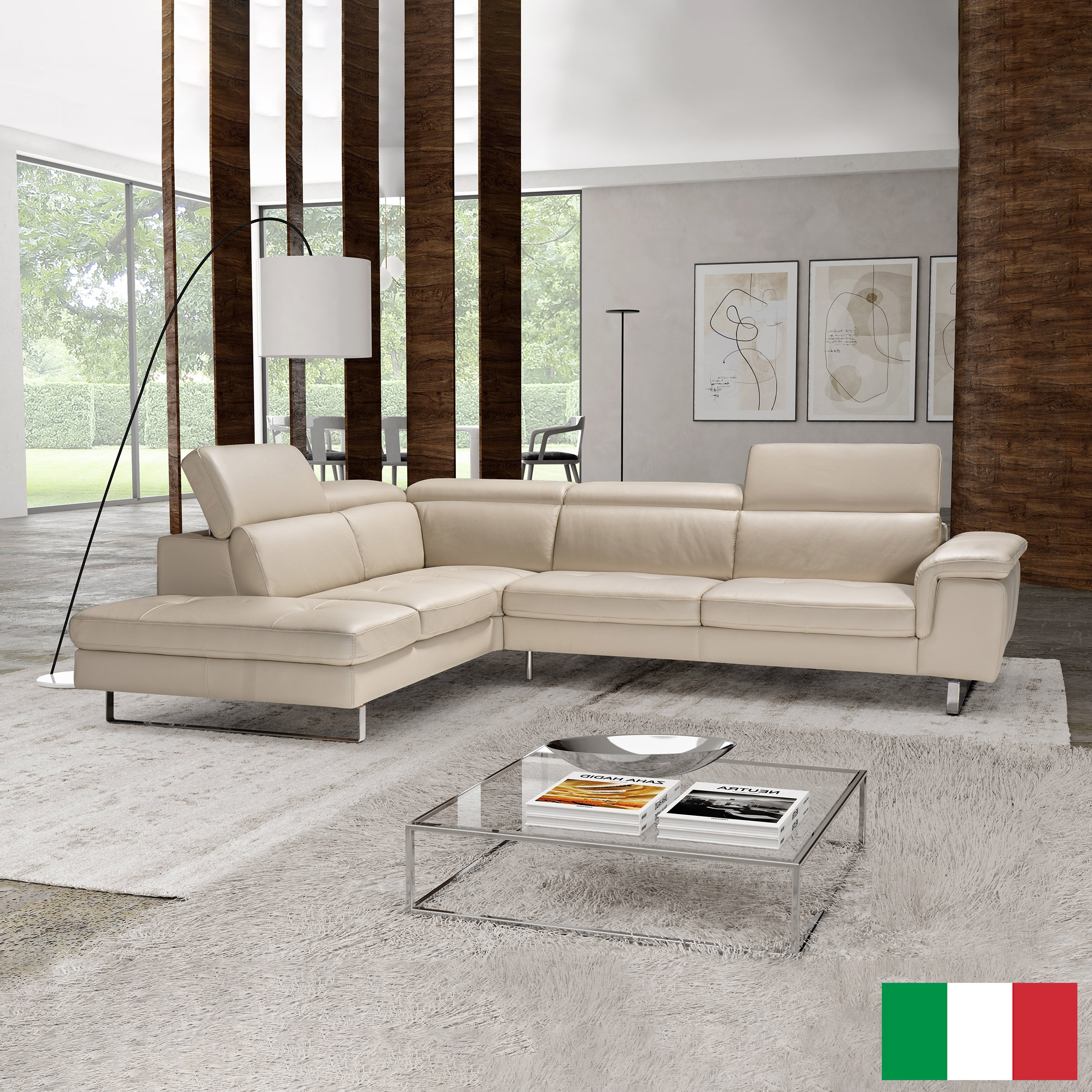 Emma 2-piece Top Grain Leather Left-hand Facing Sectional