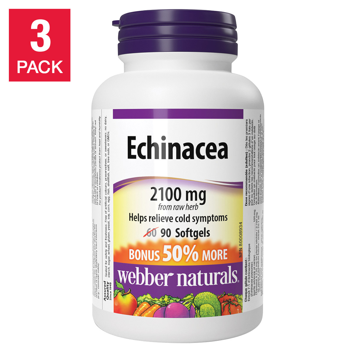 webber naturals Triple Standardized Echinacea 3x90 Softgels