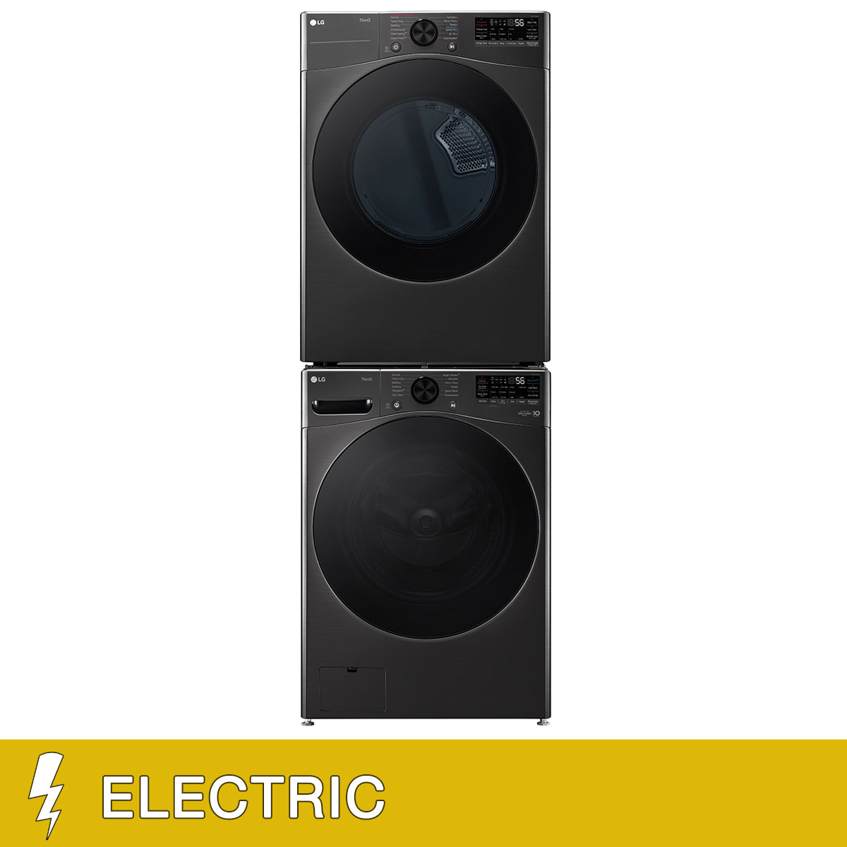 LG 4.5 cu. ft. Front Load Washer with TurboWash 360 and 7.4 cu. ft. ELECTRIC Dryer with TurboSteam and Built-In Intelligence with Stacking Kit