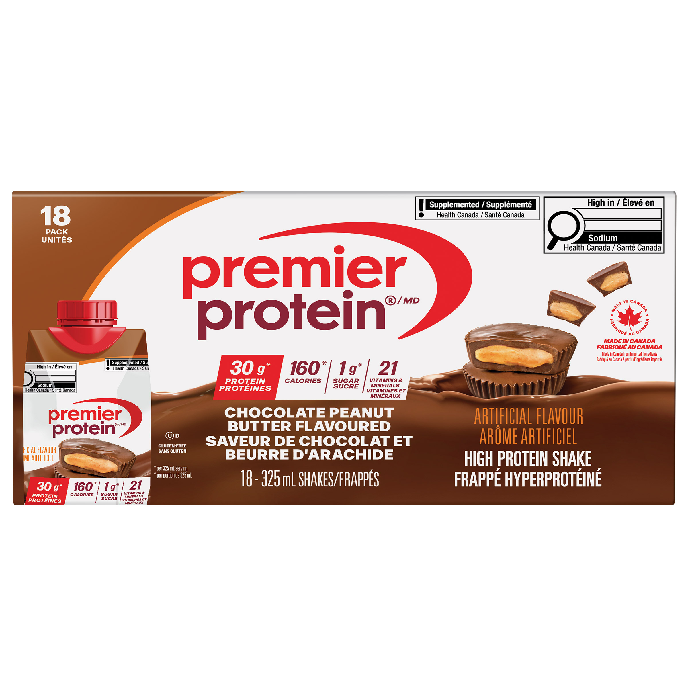 Premier Protein High-protein Chocolate Peanut Butter Shake, 18 x 325 mL