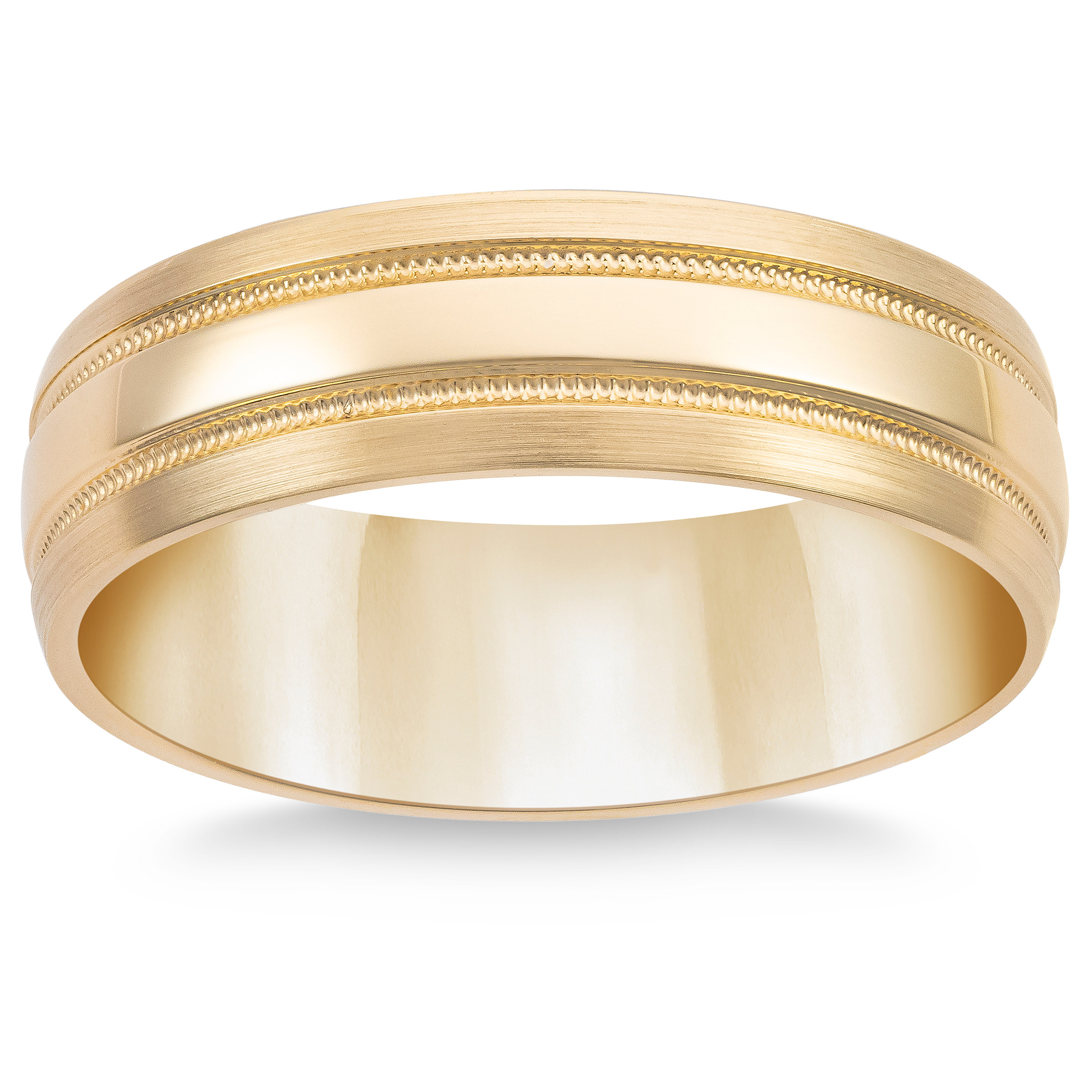 6mm Comfort Fit Double Milgrain Wedding Band