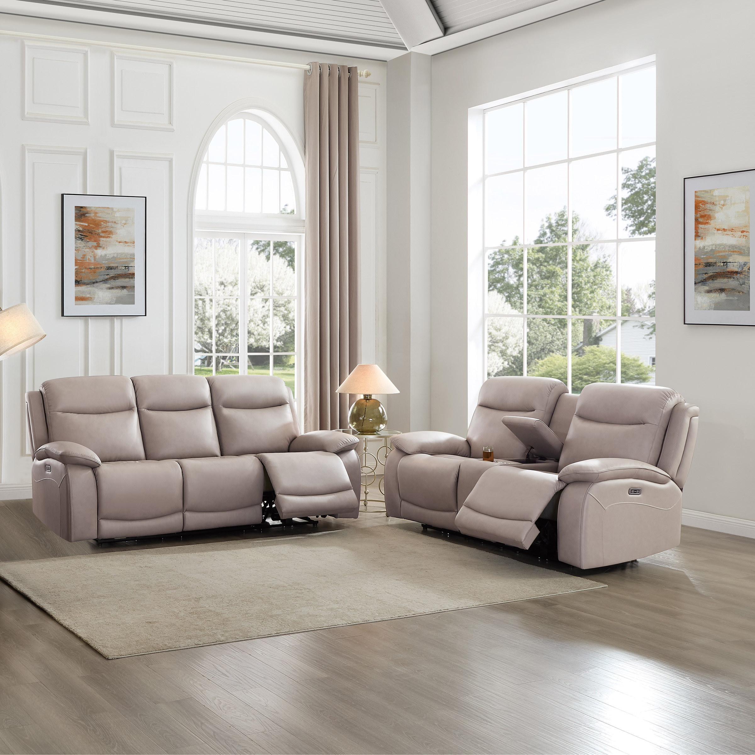 Prospera Home Jackson Top Grain Leather Power Reclining Sofa and Loveseat