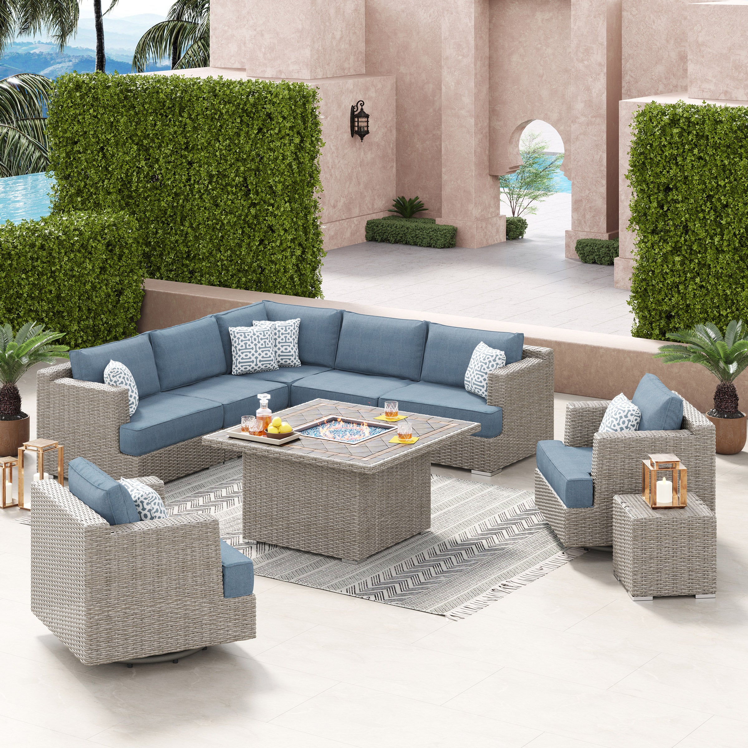4*6様 Poco F3 & Nexus 6P セット　ジャンク Niko 9-piece Patio Sectional Conversation Set with Fire Table | Costco