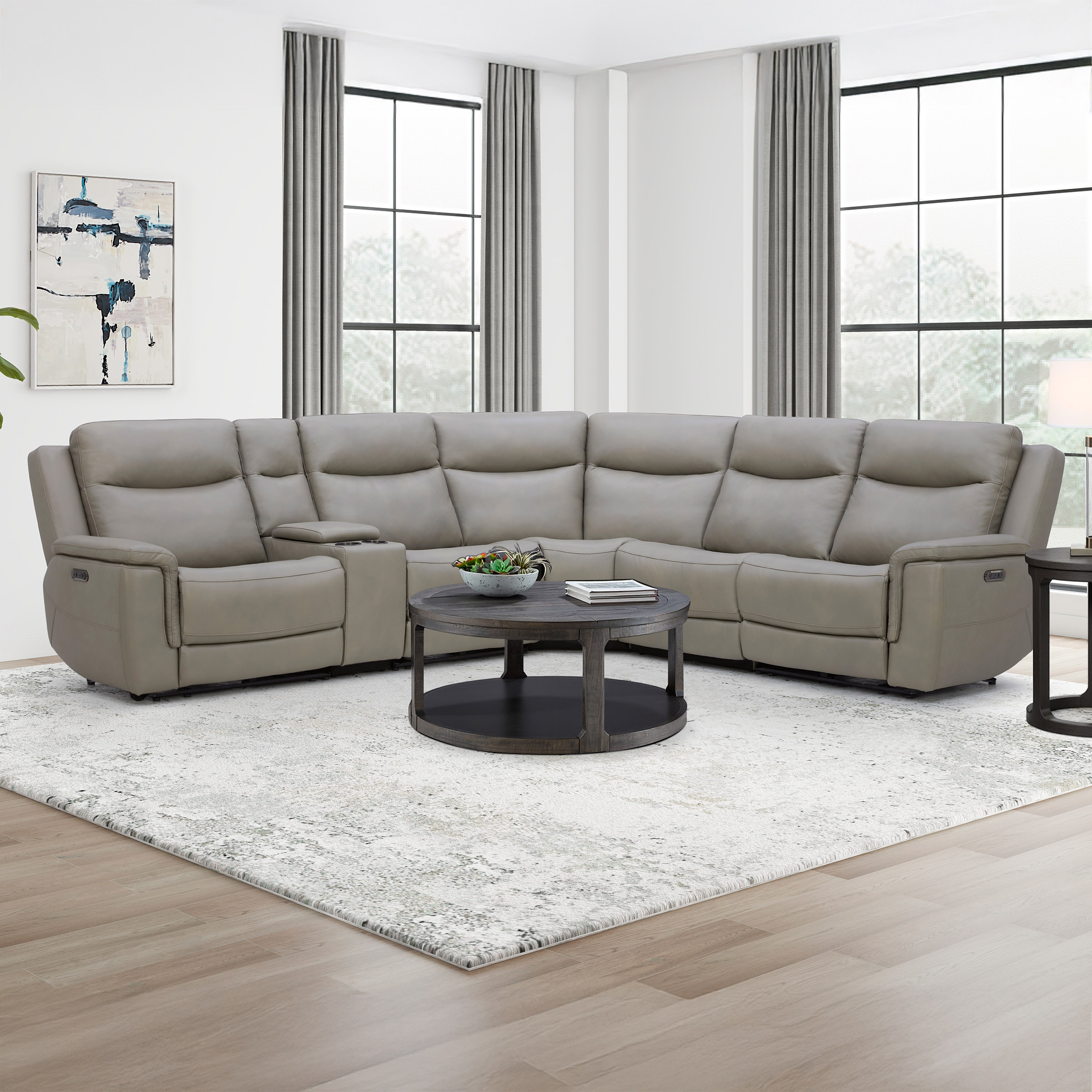 Gilman Creek 6-piece Top-grain Leather Power Sectional