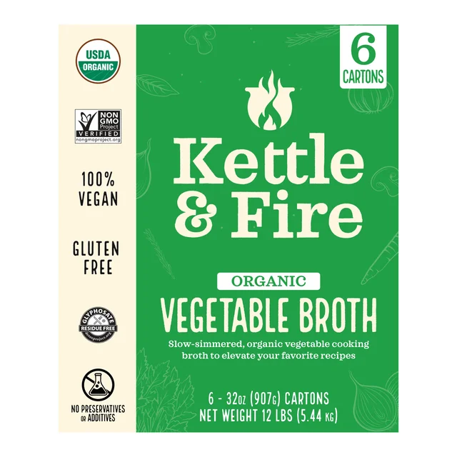 KETTLE AND FIRE ORGANIC VEG BROTH 6/32 OUNCE CARTONS